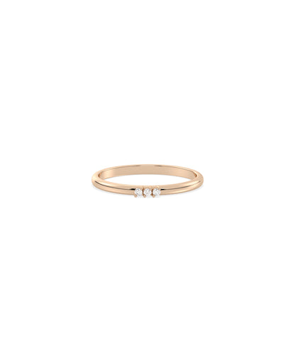 3 Stone Diamond Band Ring- 14k gold ring