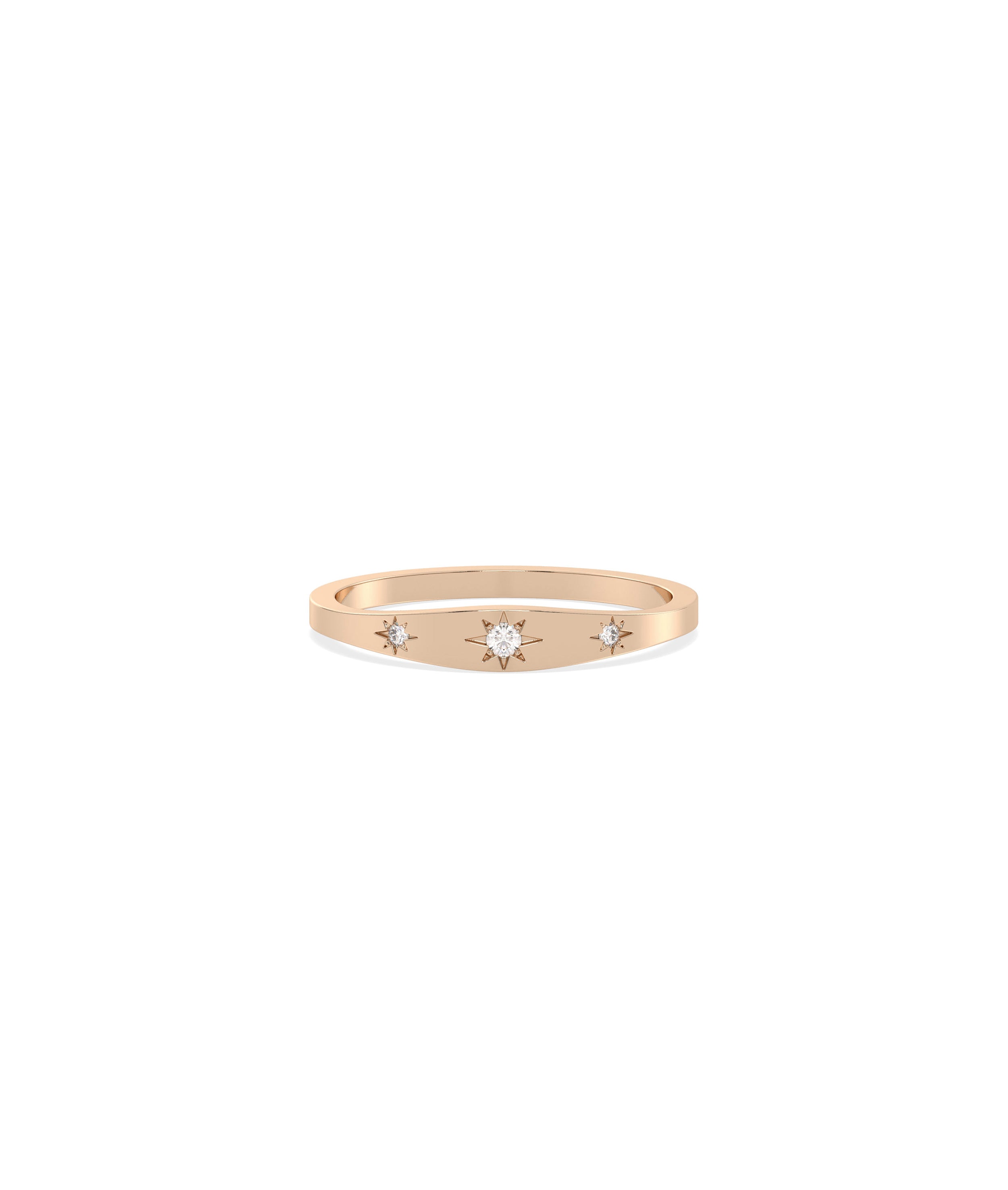 Diamond Starburst Signet Band Ring