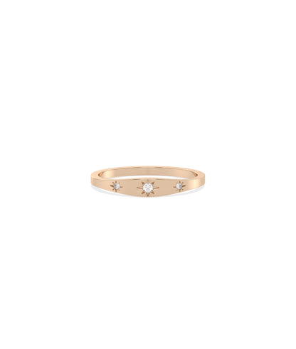 Diamond Starburst Signet Band Ring