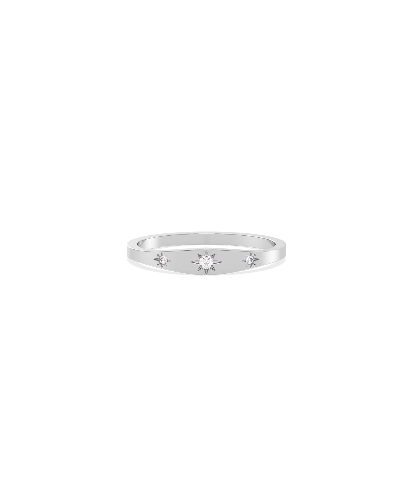 Diamond Starburst Signet Band Ring