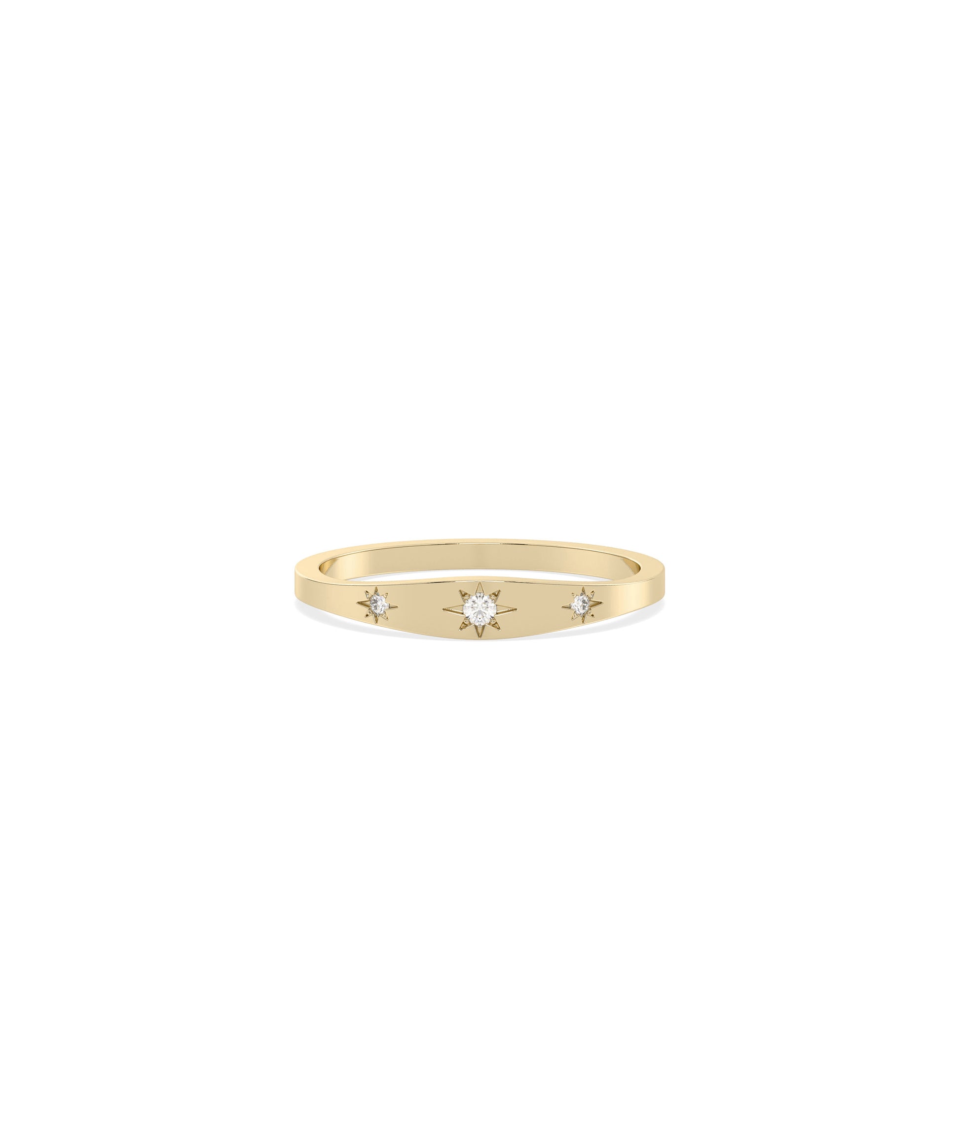 Diamond Starburst Signet Band Ring - Elegant Diamond Band Ring