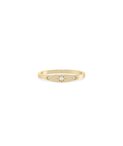 Diamond Starburst Signet Band Ring - Elegant Diamond Band Ring