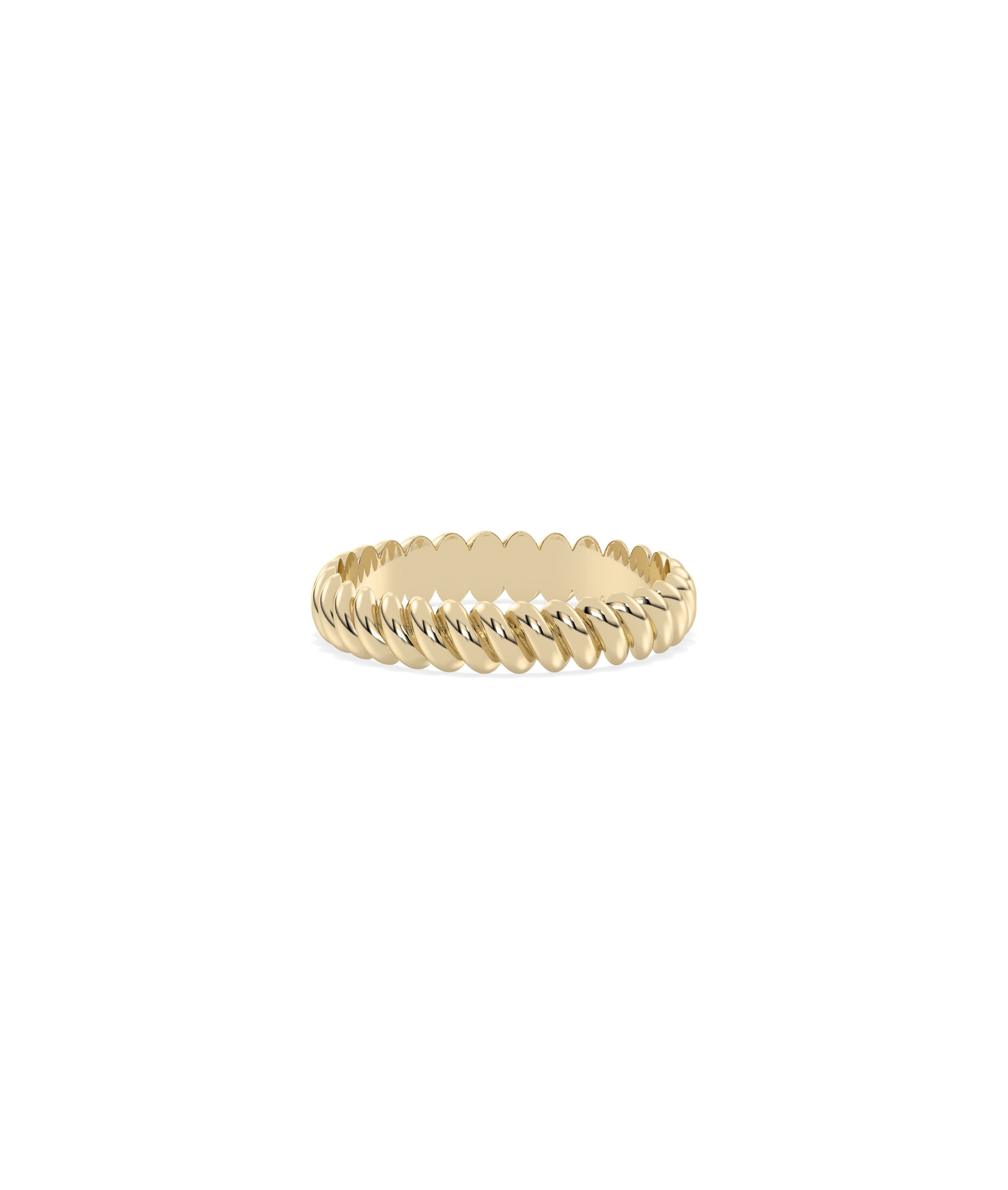 4 mm Wide Gold Twist Band Ring | Diamond Band Rings