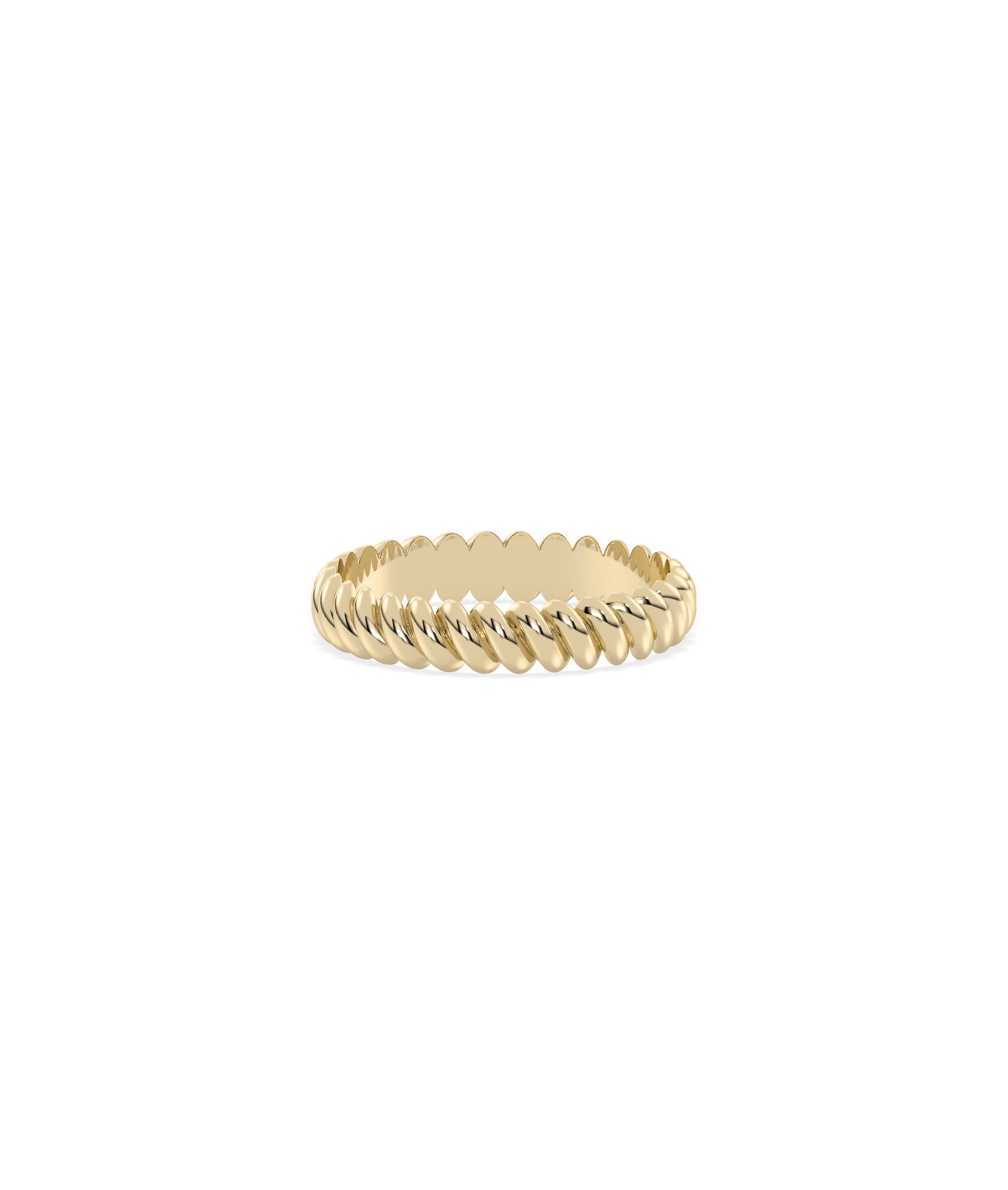 4 mm Wide Gold Twist Band Ring | Diamond Band Rings