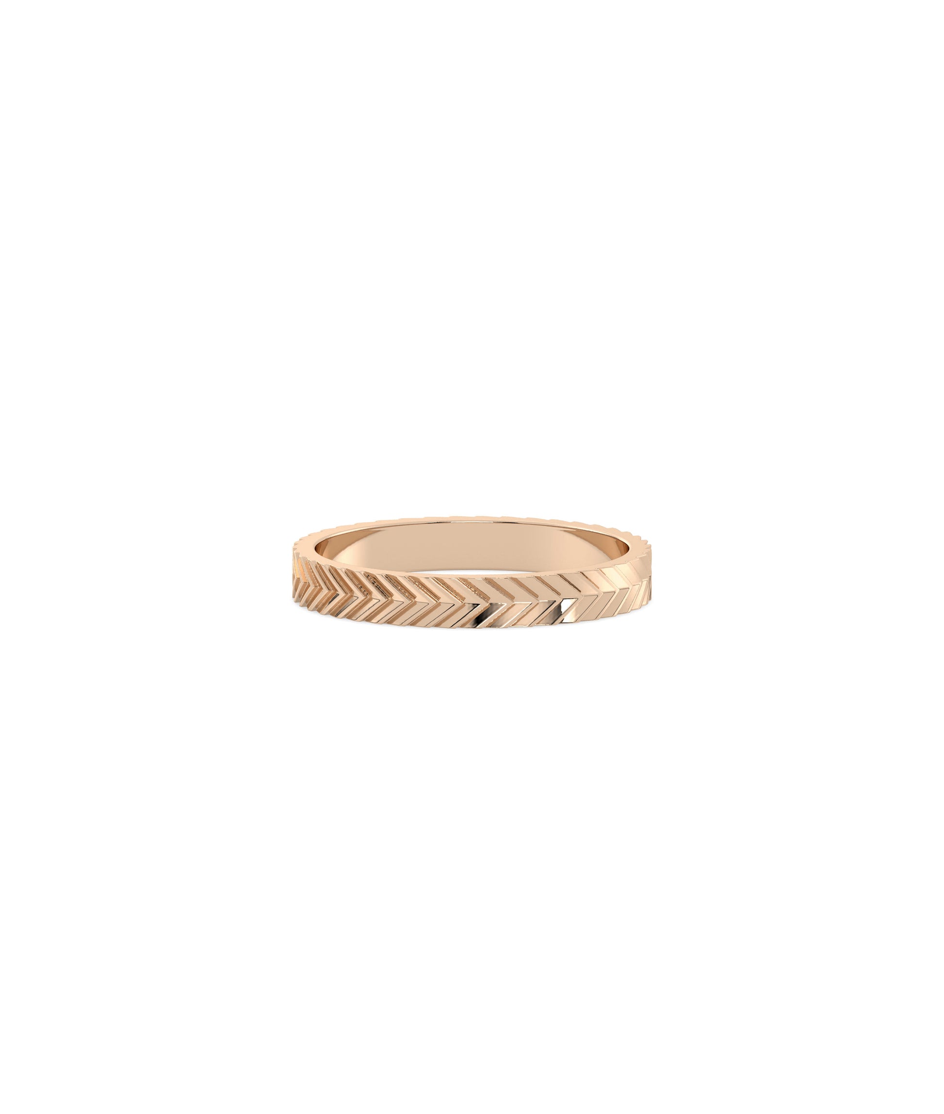 3 mm Wide Gold Diamond Cut Chevron Band Ring