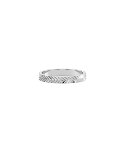 3 mm Wide Gold Diamond Cut Chevron Band Ring