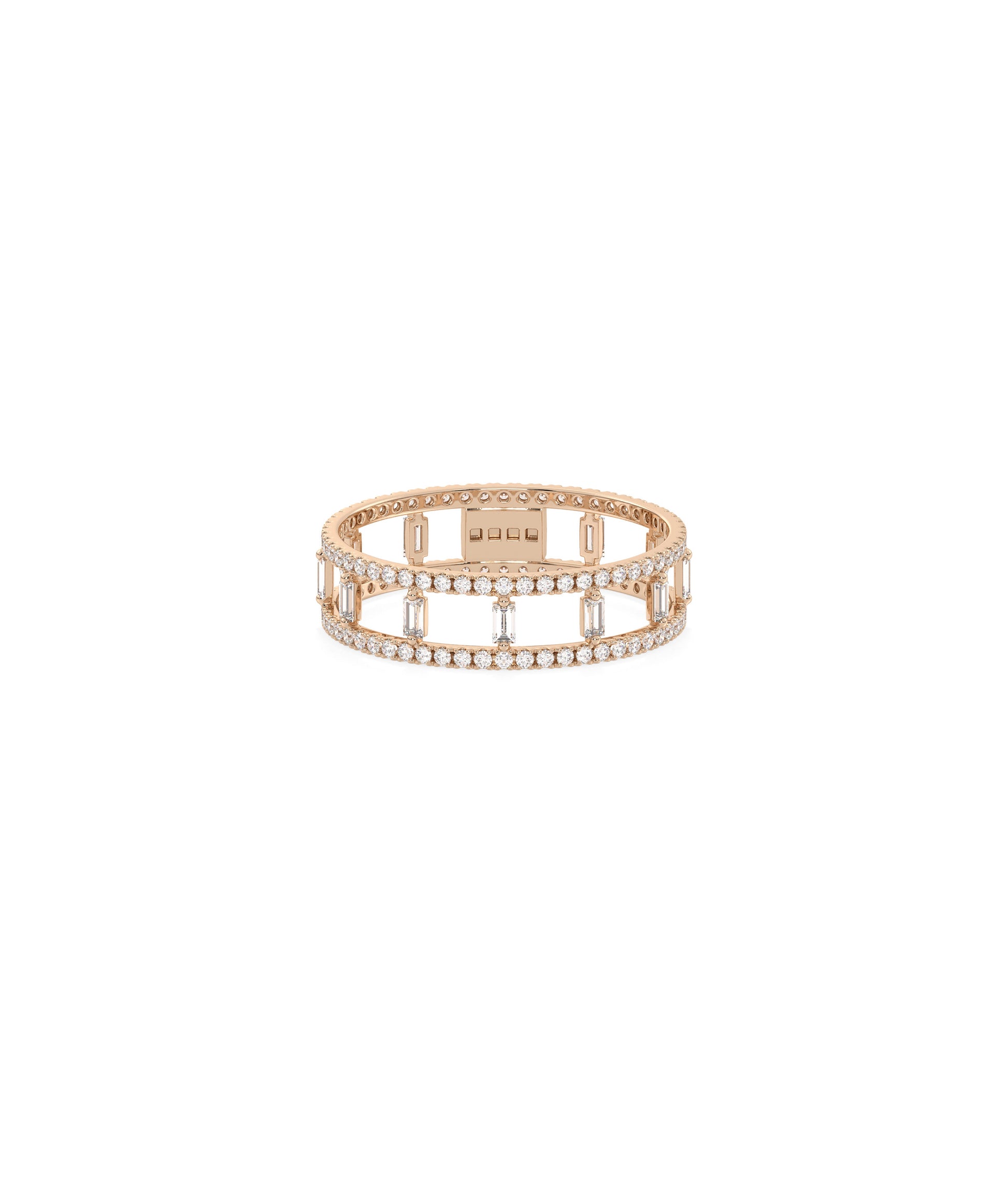 Diamond 2 Line Eternity Band Ring with Baguettes - Exquisite Diamond Band Ring