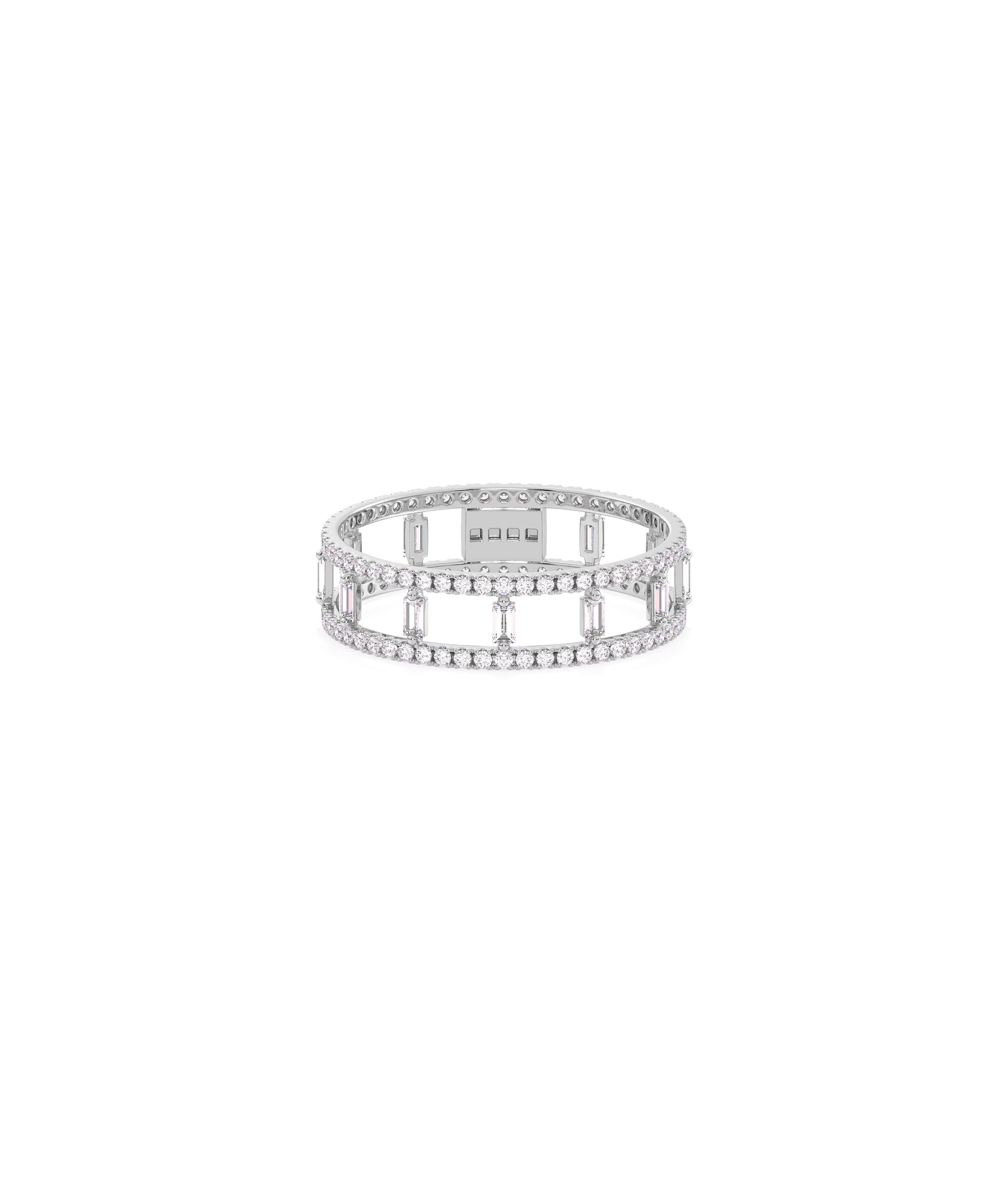 Diamond 2 Line Eternity Band Ring with Baguettes - Exquisite Diamond Band Ring