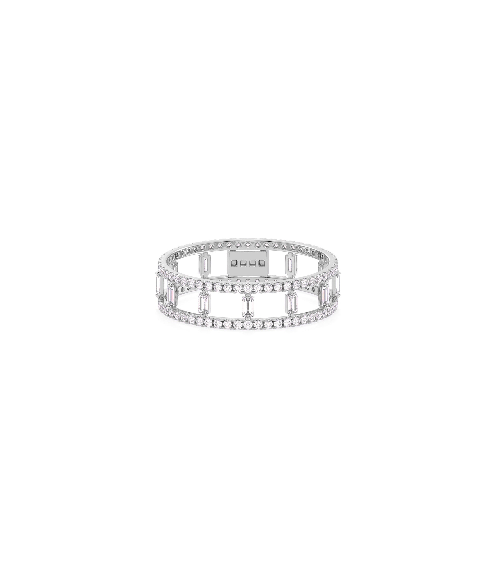 Diamond 2 Line Eternity Band Ring with Baguettes - Exquisite Diamond Band Ring