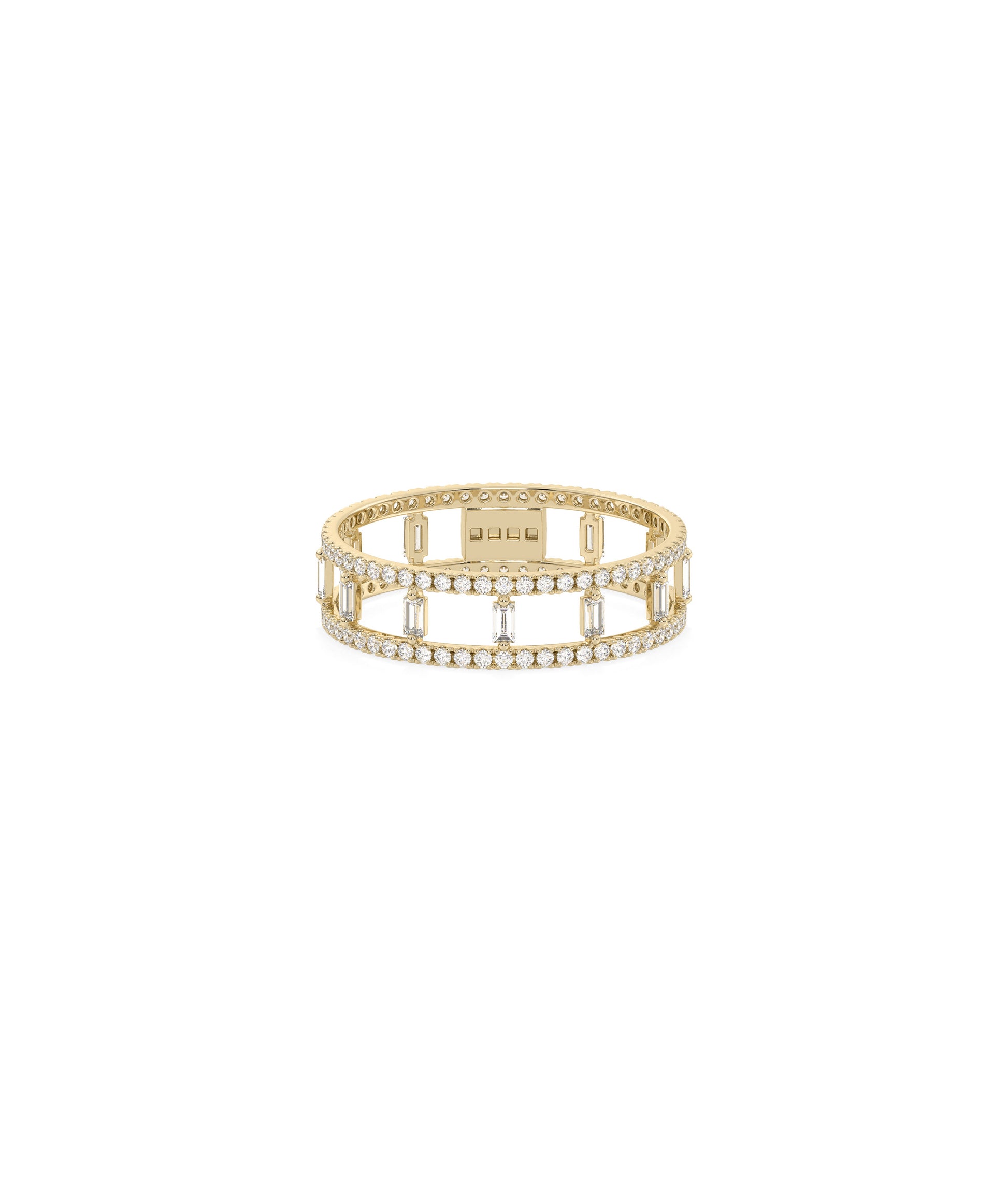 Diamond 2 Line Eternity Band Ring with Baguettes - Exquisite Diamond Band Ring