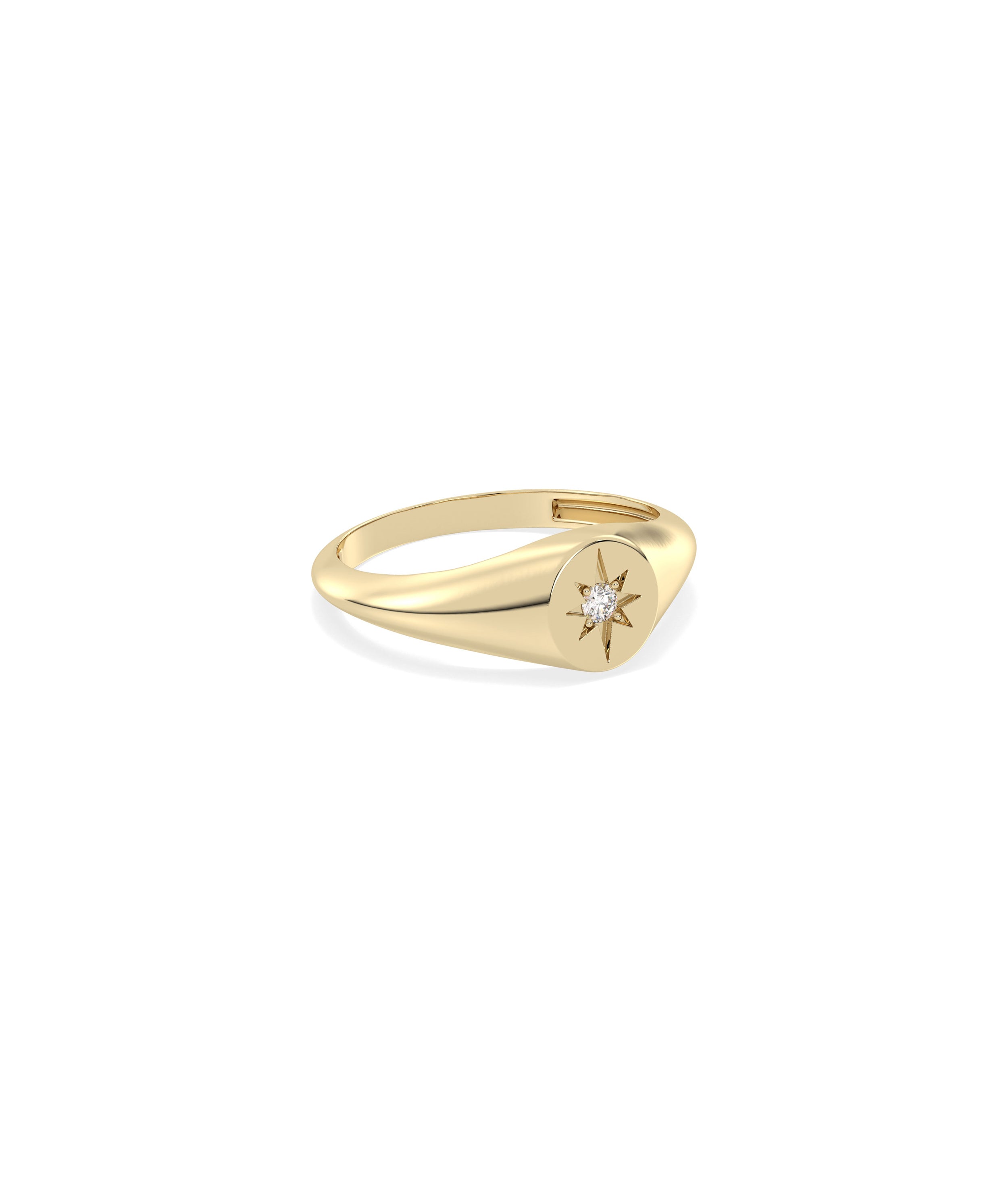 Diamond Star Burst Signet Ring - Elegant Diamond Band