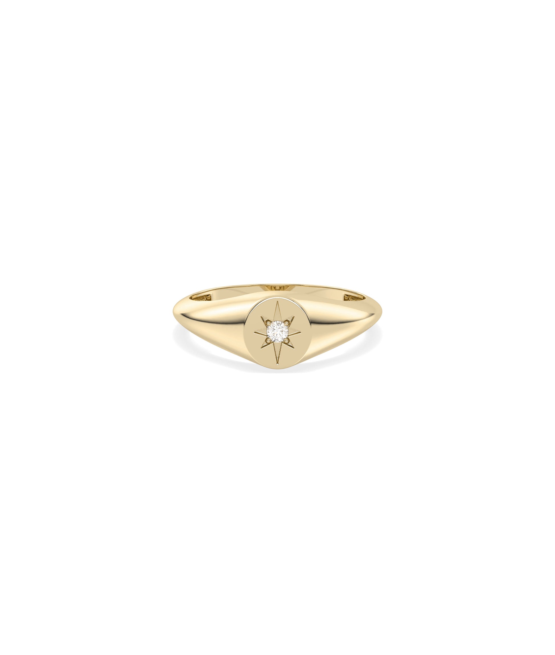 Diamond Star Burst Signet Ring - Elegant Diamond Band