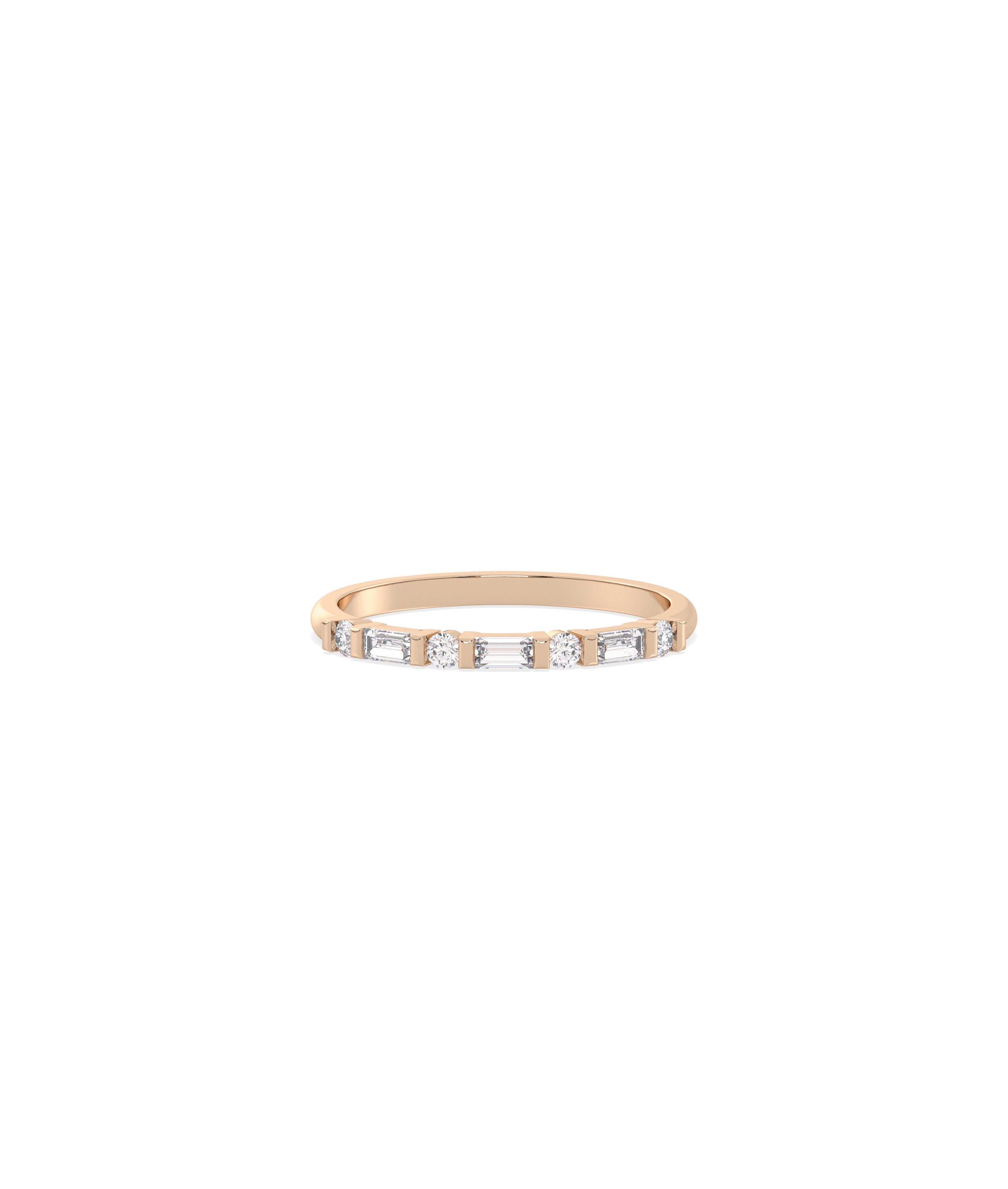 Baguette and Round Diamond Band Ring