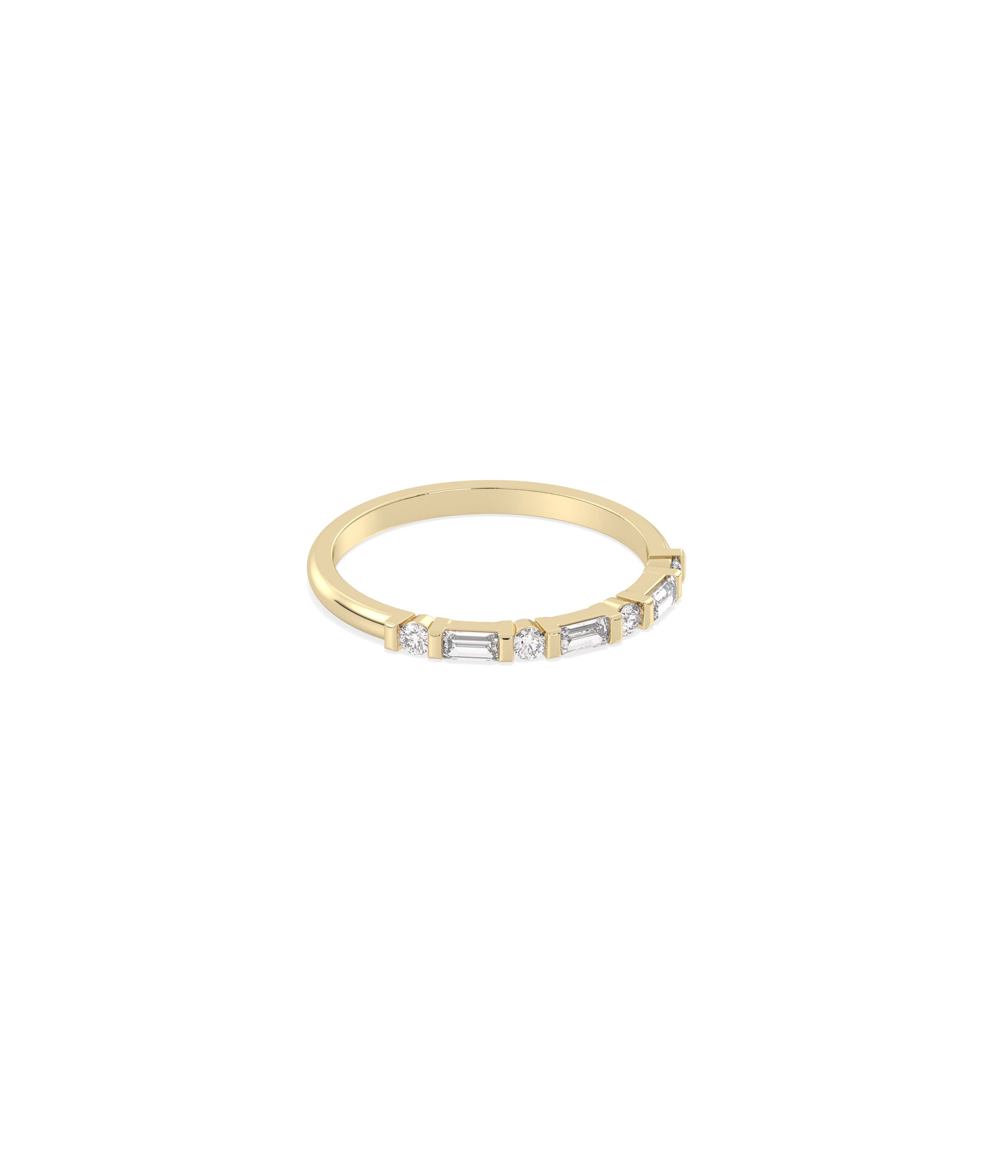 Baguette and Round Diamond Band Ring | Everyday Jewelry