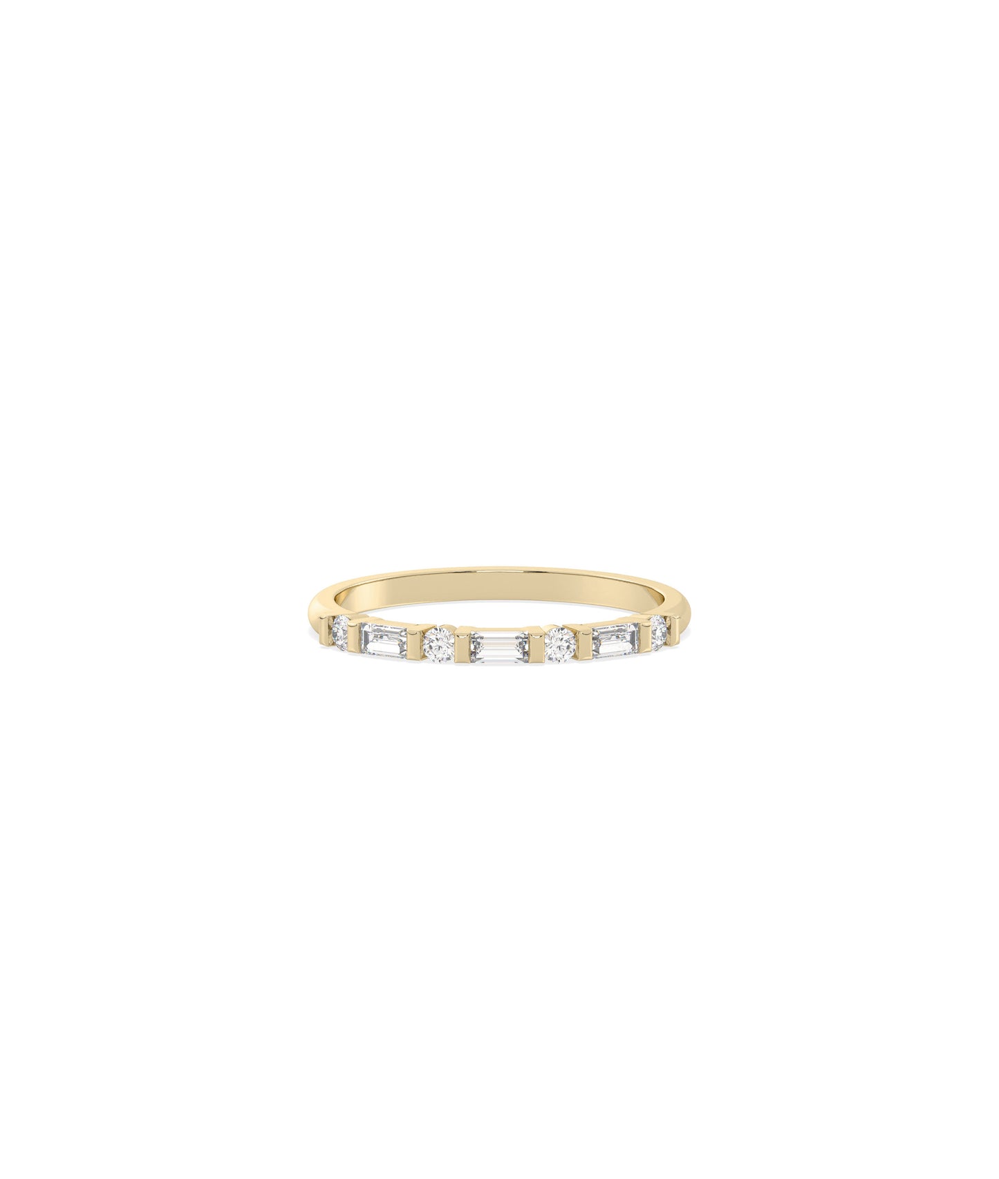 Baguette and Round Diamond Band Ring | Everyday Jewelry