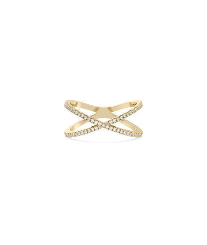 Diamond Line Criss Cross Ring