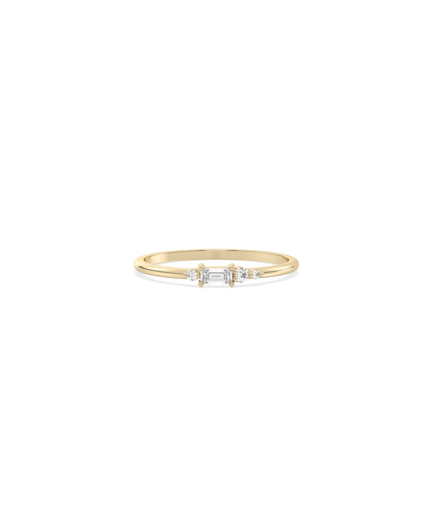 Diamond Baguette Cluster Band Ring - Elegant 14k Gold Engagement Rings for Women