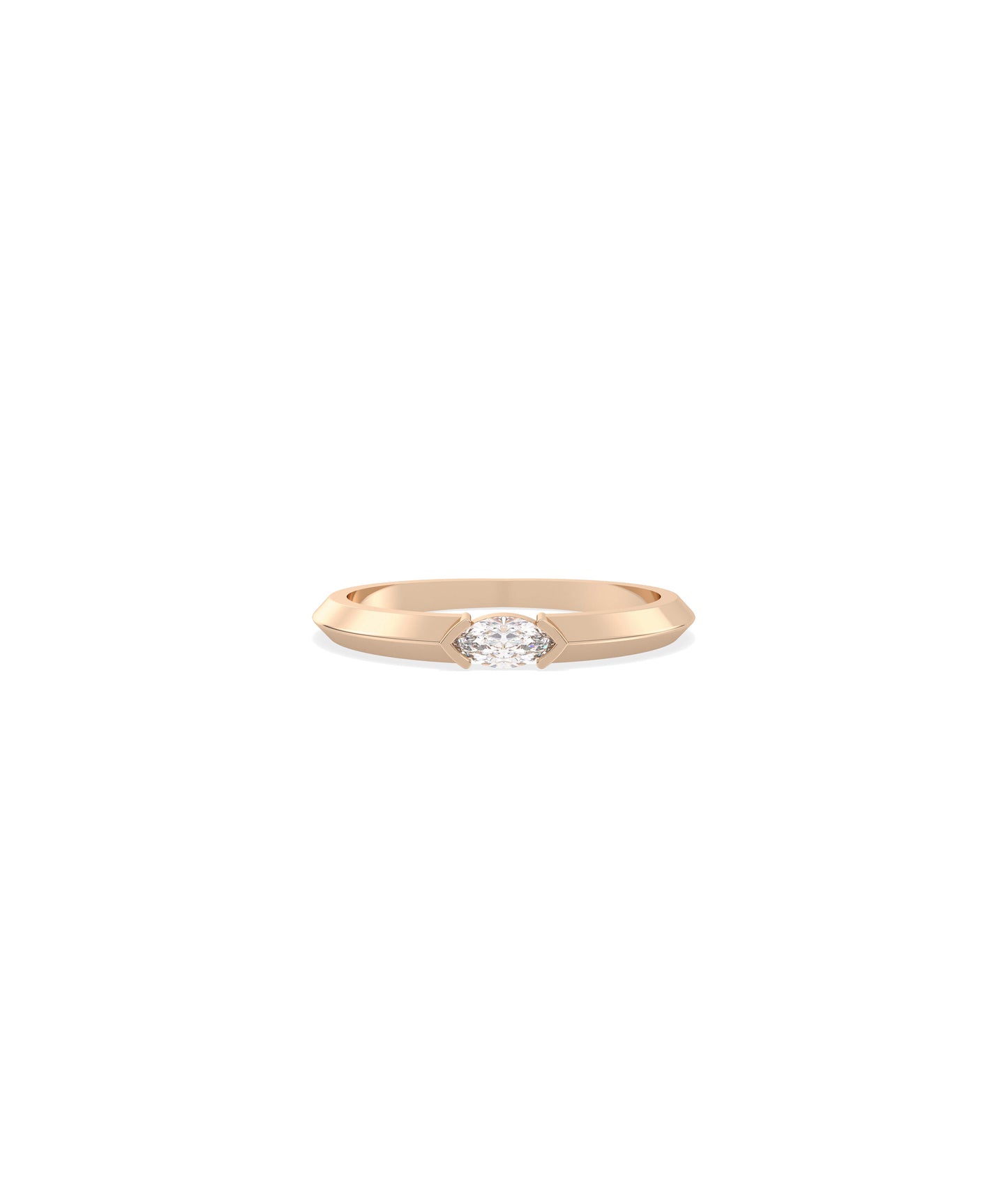 Diamond Marquise Solitaire Band | 14k Gold Ring