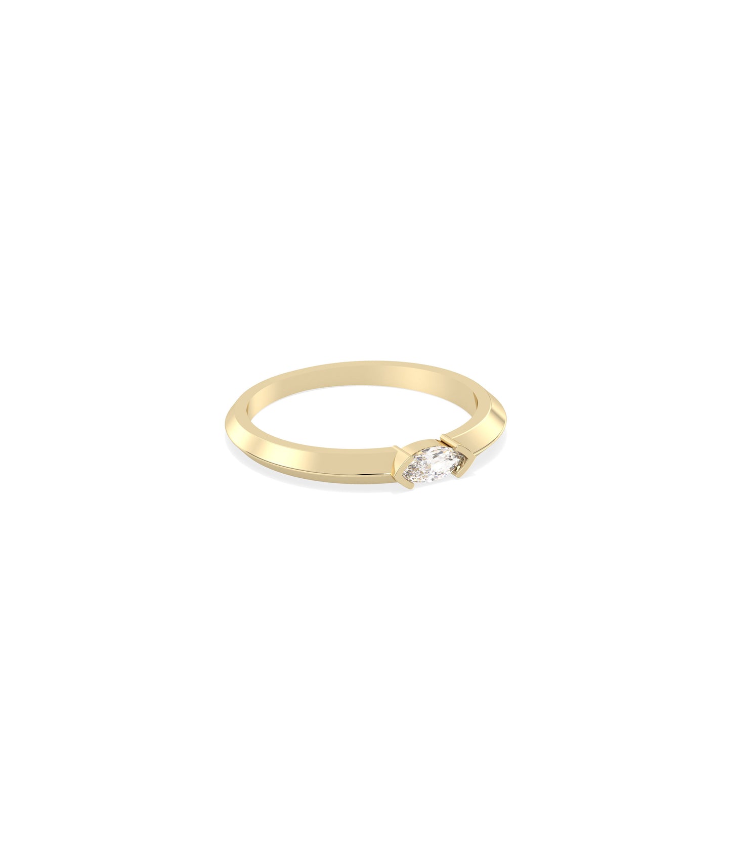 Diamond Marquise Solitaire Band | 14k Gold Ring