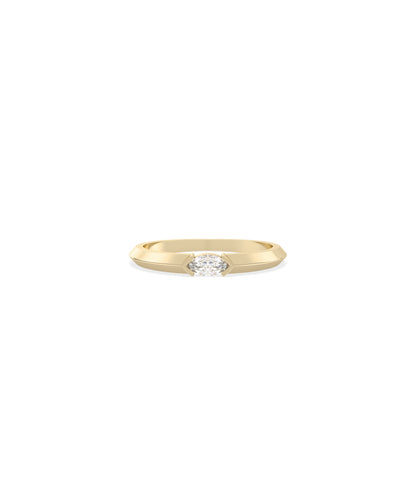 Diamond Marquise Solitaire Band | 14k Gold Ring