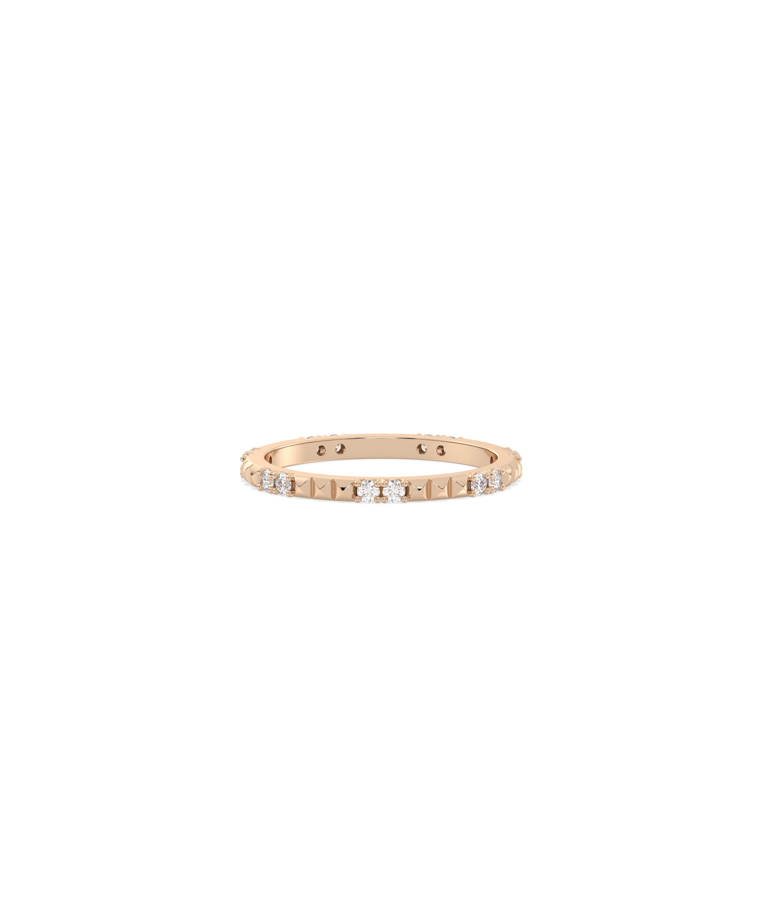 Diamond and Pyramid Station Eternity Band Ring- 14k gold ring