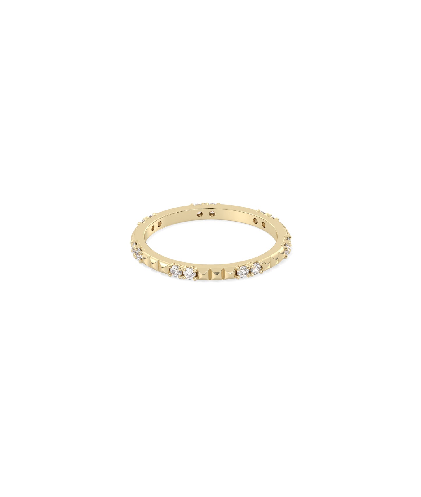 Diamond and Pyramid Station Eternity Band Ring- 14k gold ring