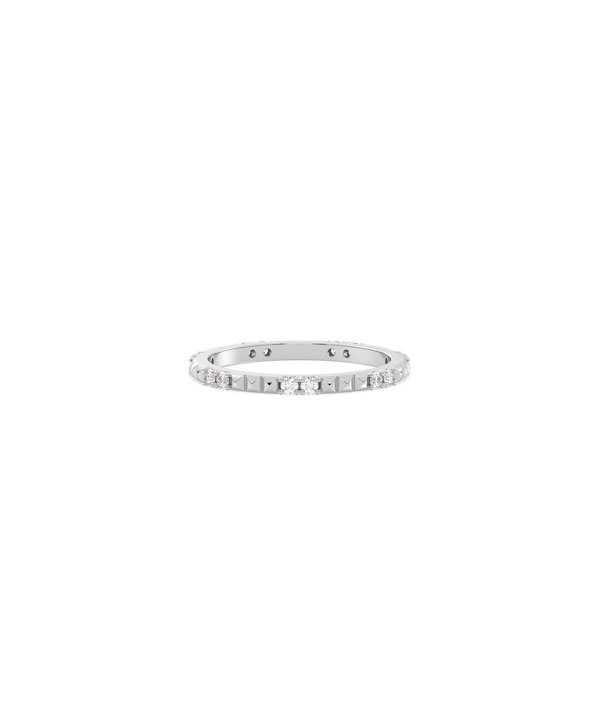 Diamond and Pyramid Station Eternity Band Ring- 14k gold ring