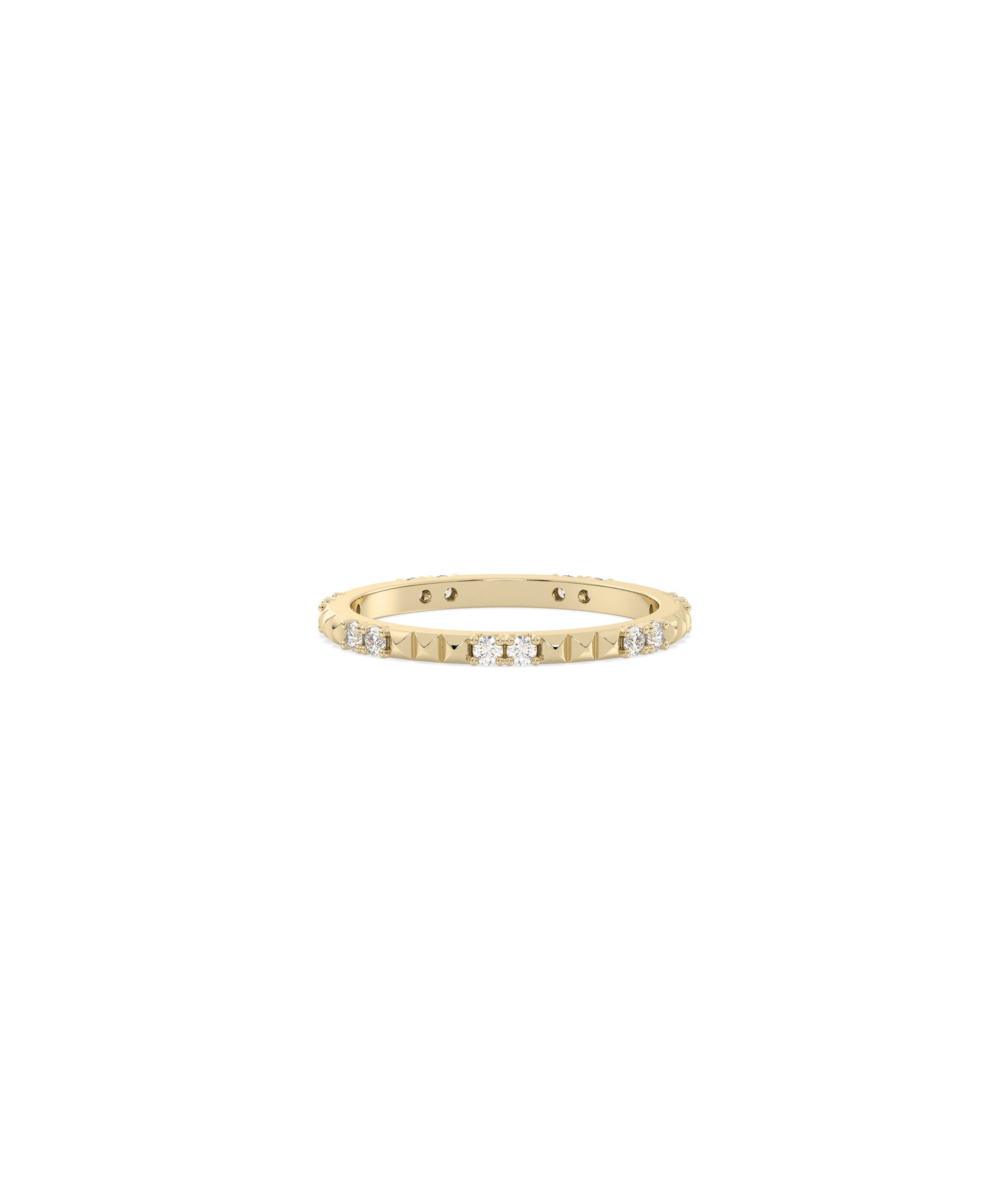 Diamond and Pyramid Station Eternity Band Ring- 14k gold ring