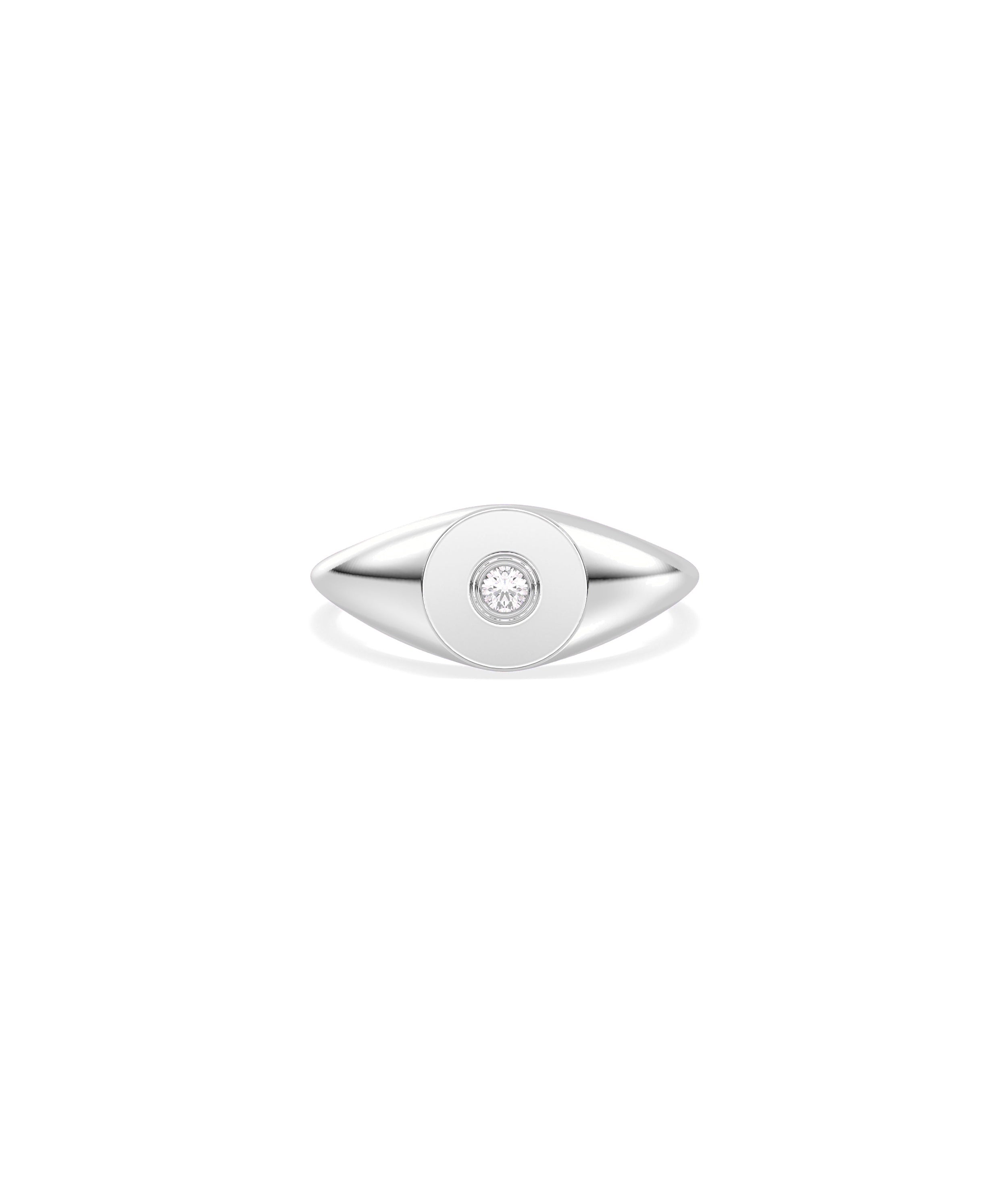 Diamond Solitaire Circle Signet Ring