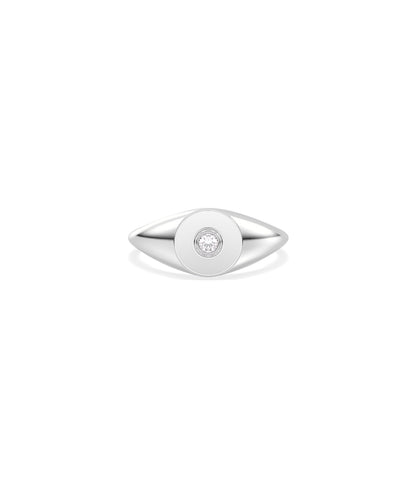 Diamond Solitaire Circle Signet Ring