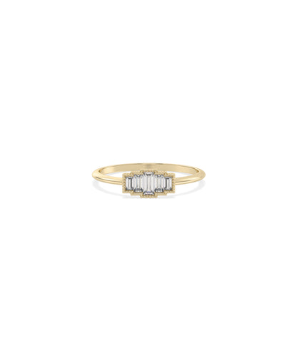 "Diamond Baguette Step Design Ring - Elegant Diamond Band"