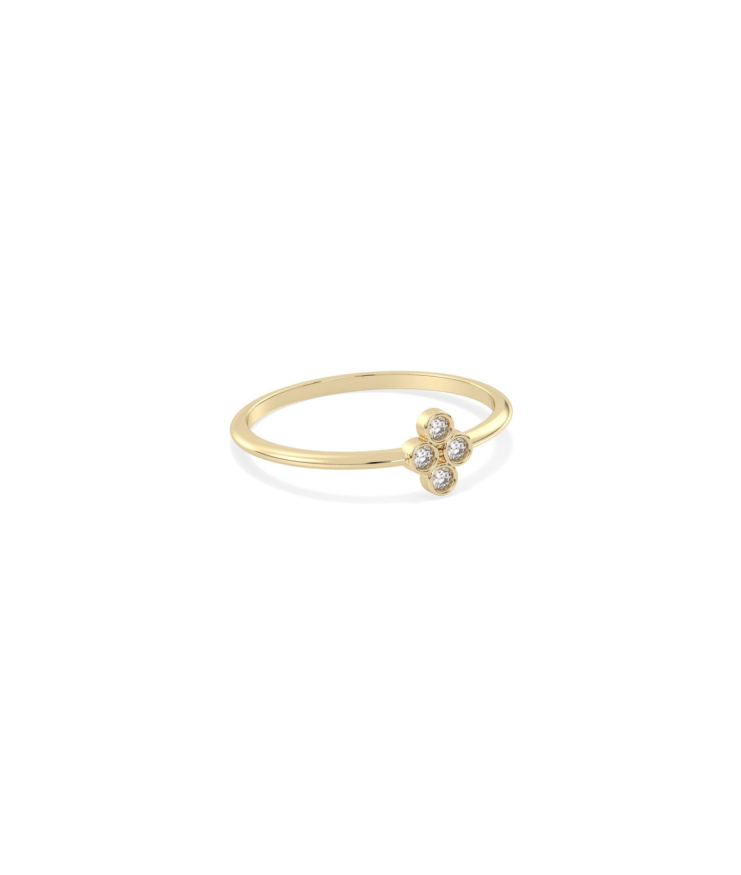 Bezel Set Clover Band Ring - 14k gold rings