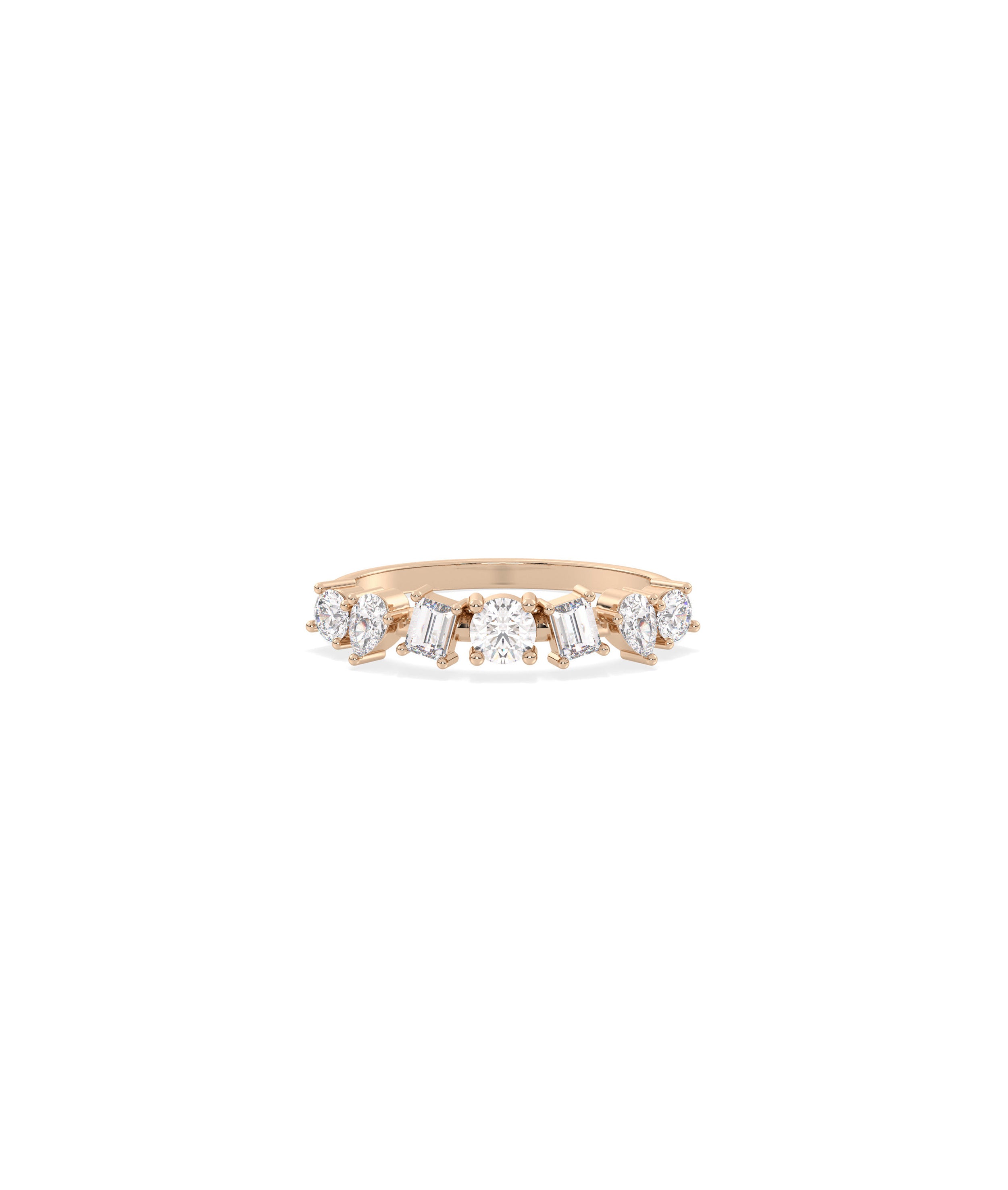 Multi Shape Solitaire Diamond Band Ring -  Everyday Jewelry