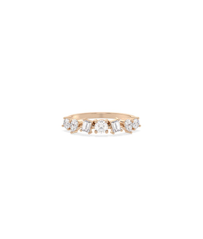 Multi Shape Solitaire Diamond Band Ring -  Everyday Jewelry