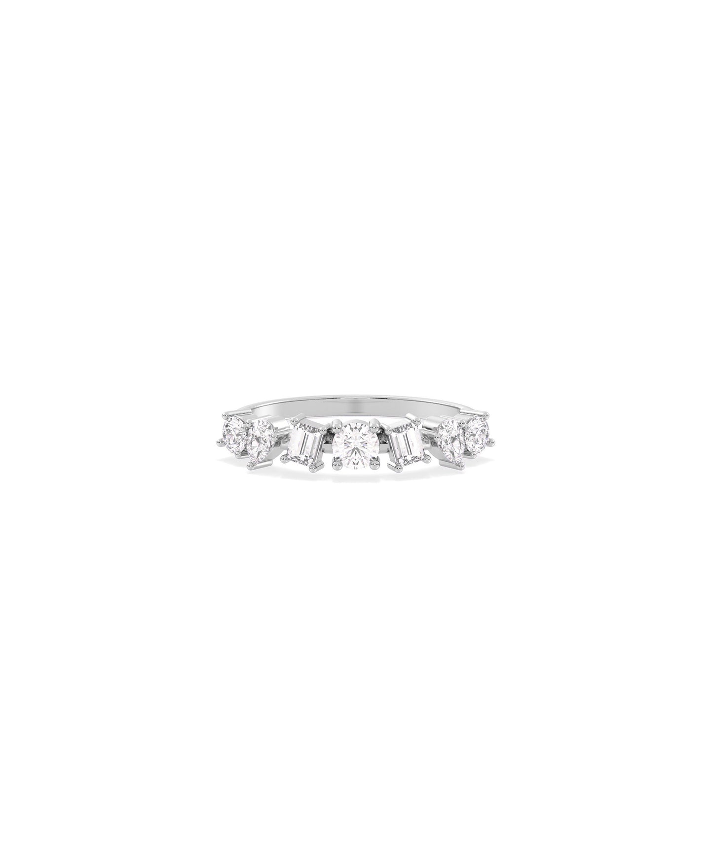 Multi Shape Solitaire Diamond Band Ring - Everyday Jewelry