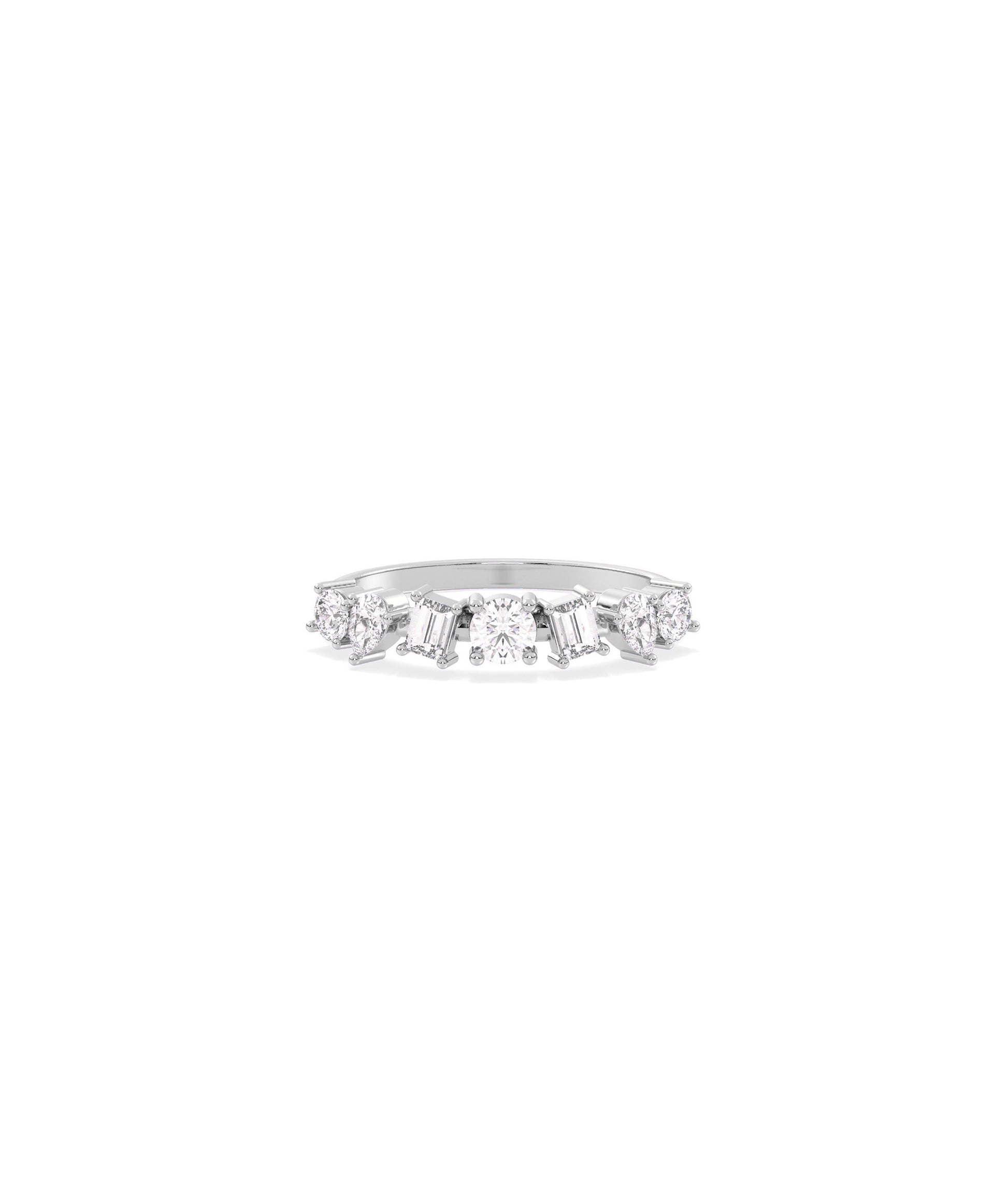 Multi Shape Solitaire Diamond Band Ring - Everyday Jewelry