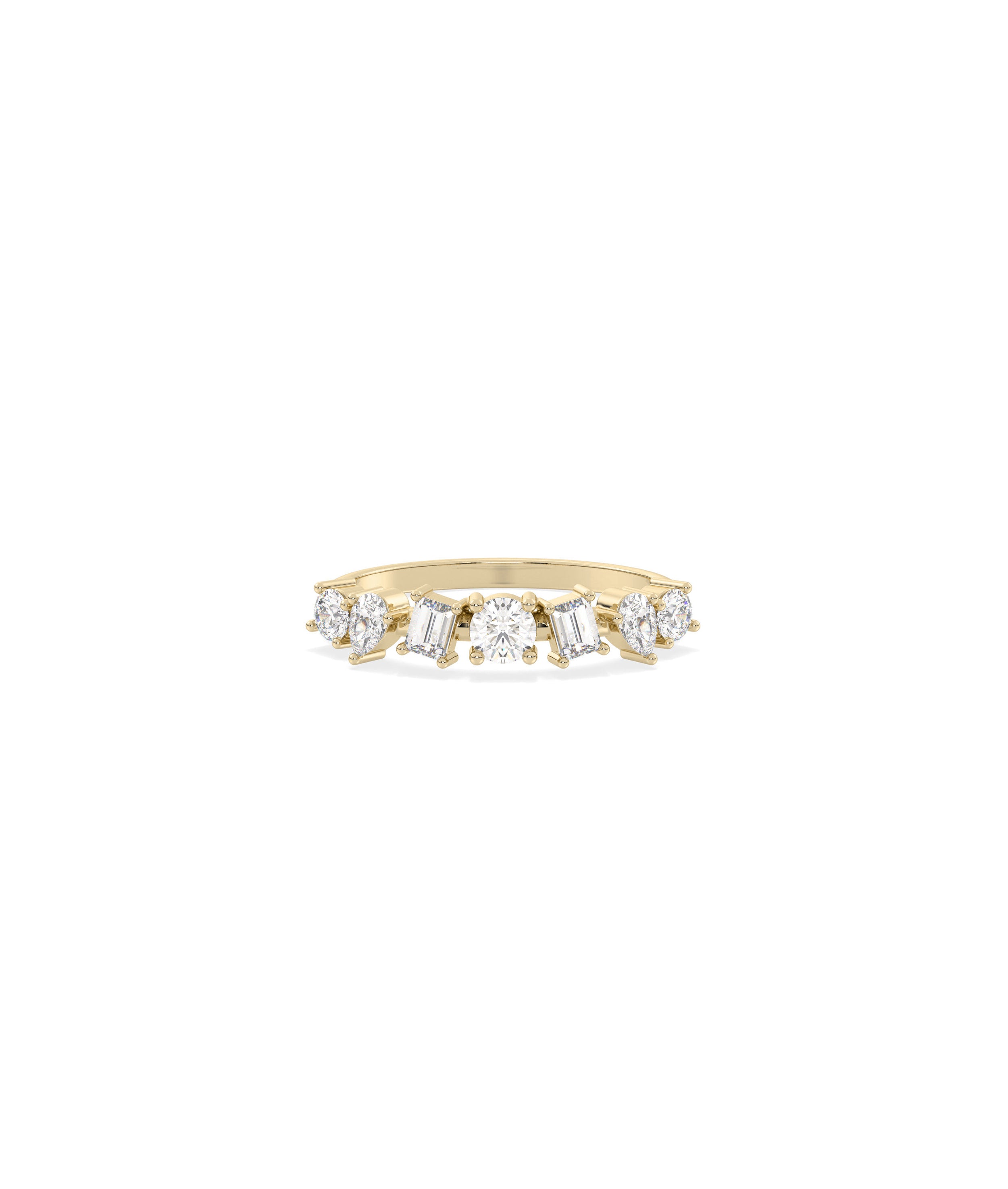 Multi Shape Solitaire Diamond Band Ring - Stunning Everyday Jewelry