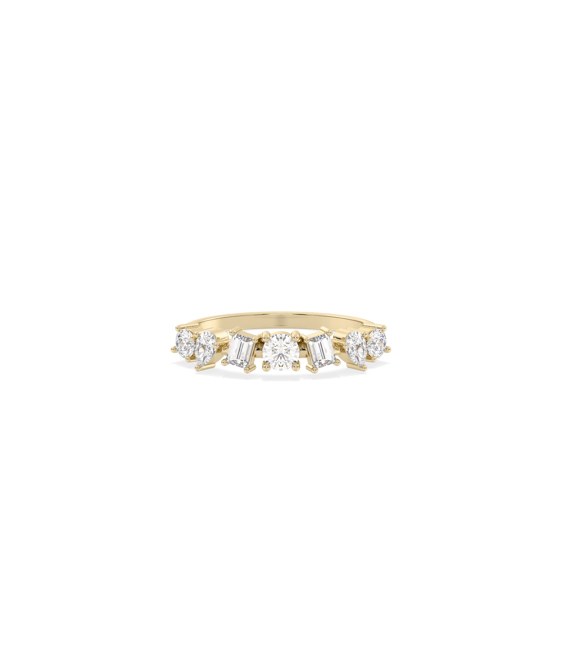 Multi Shape Solitaire Diamond Band Ring - Stunning Everyday Jewelry