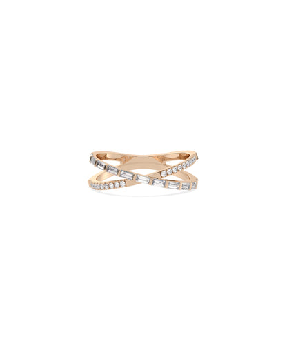 Diamond Criss Cross Band Ring - Elegant Style