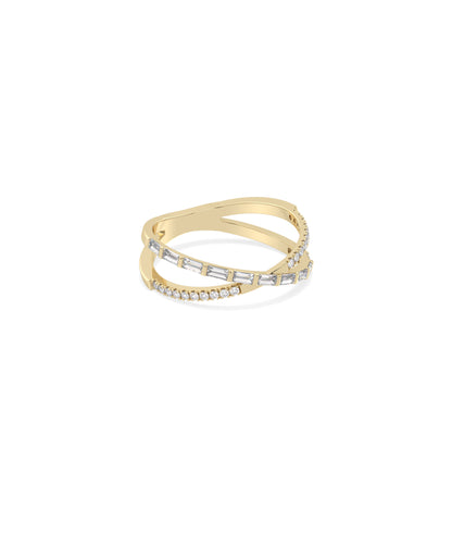 Diamond Criss Cross Band Ring - Elegant Style