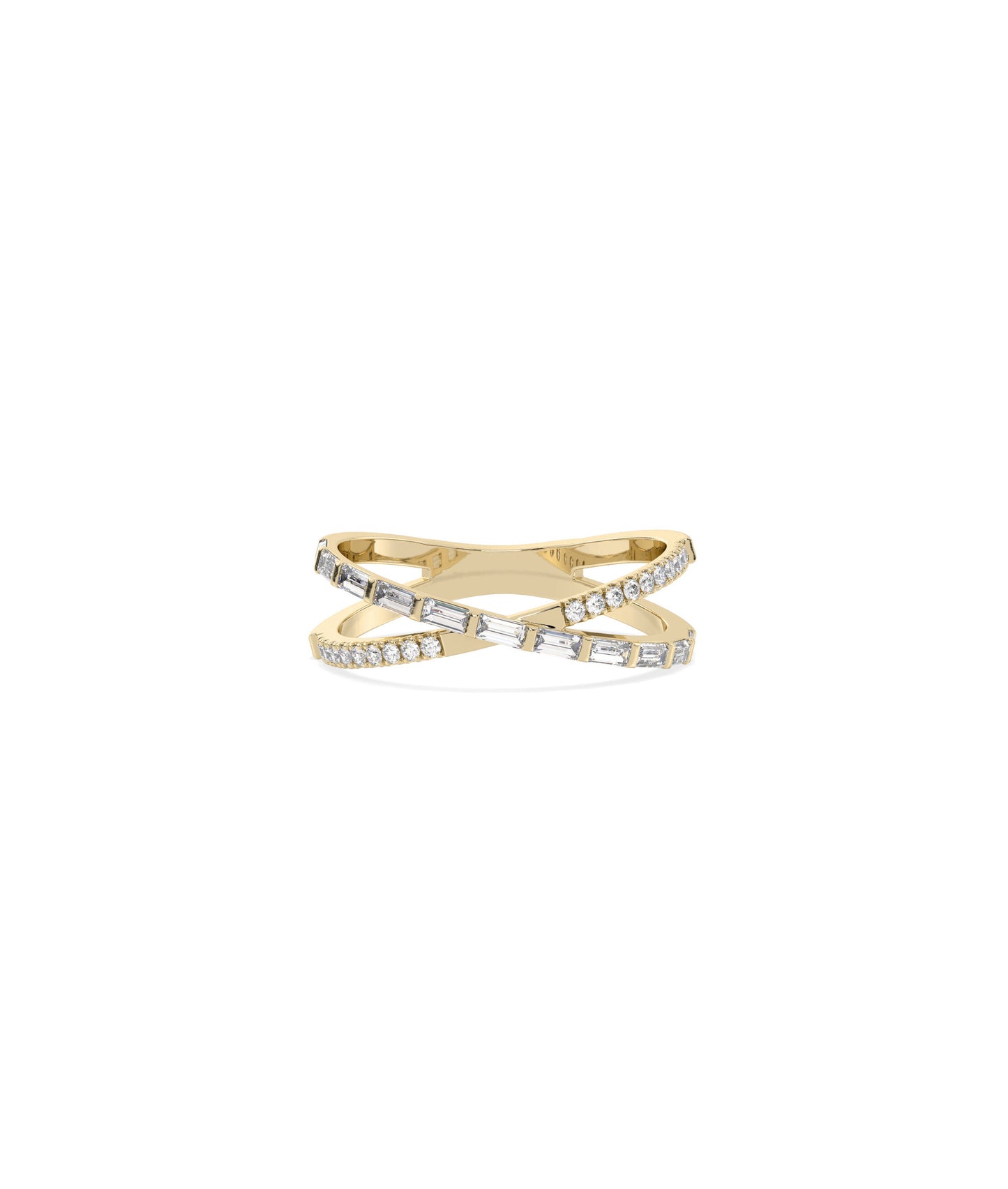 Diamond Criss Cross Band Ring - Elegant Style