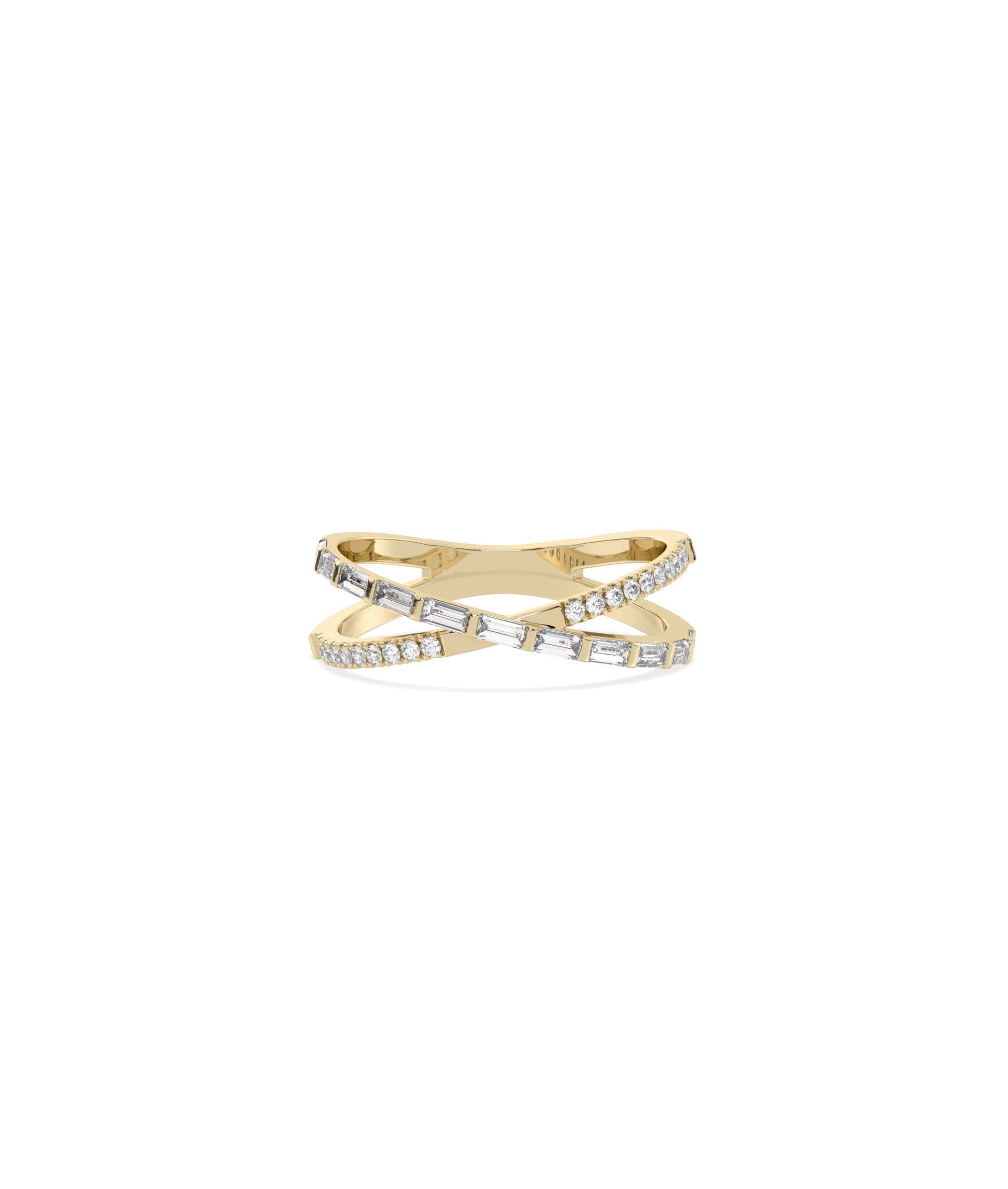 Diamond Criss Cross Band Ring - Elegant Style