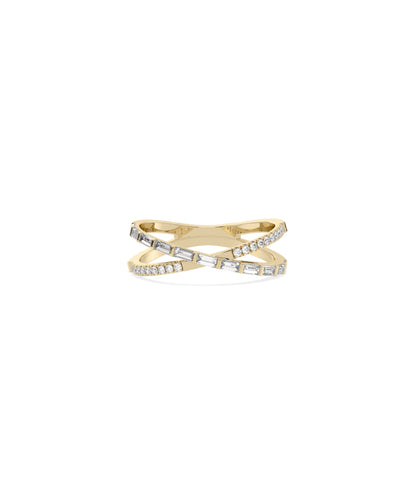 Diamond Criss Cross Band Ring - Elegant Style