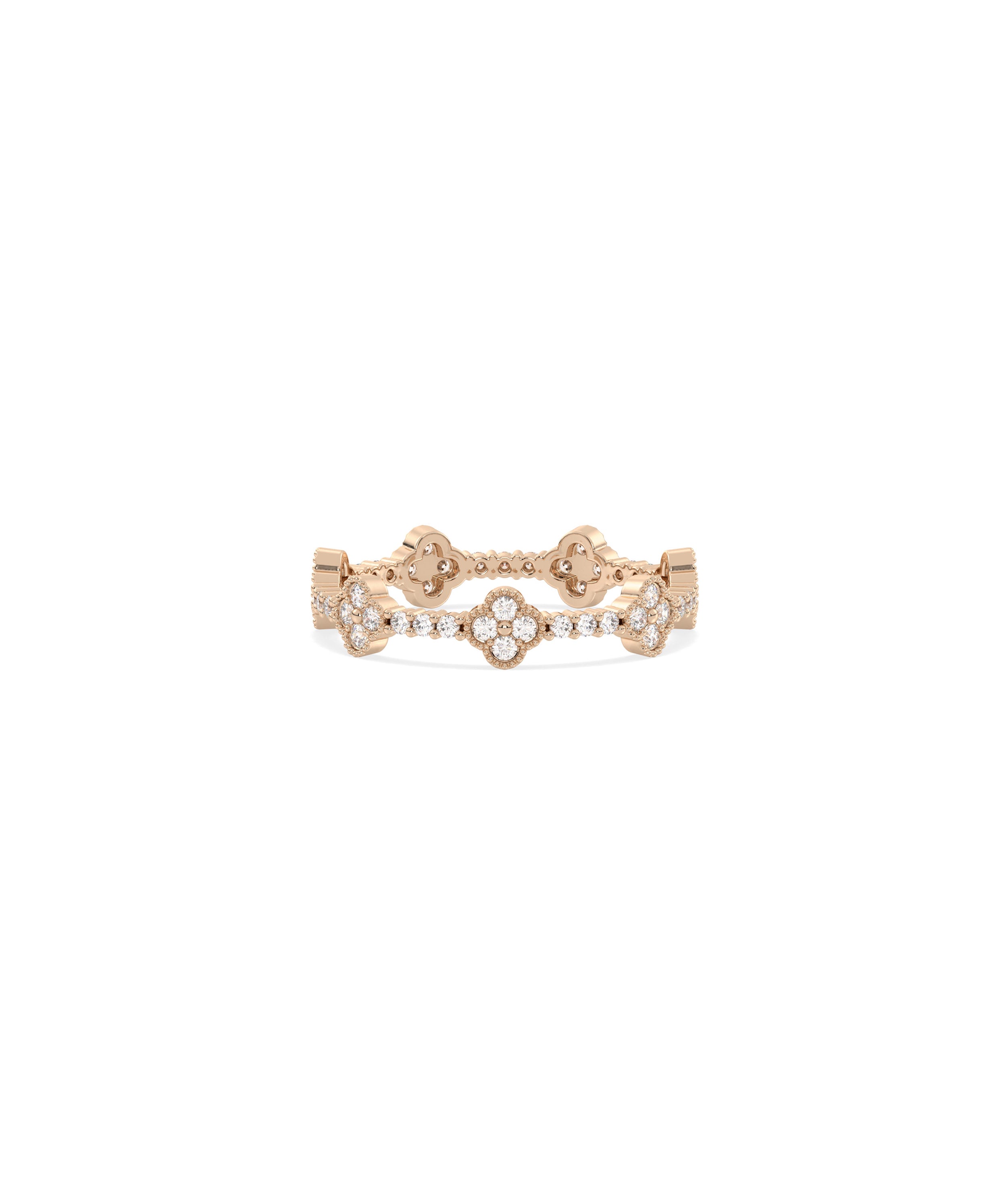 Diamond Clover Station Eternity Band Ring