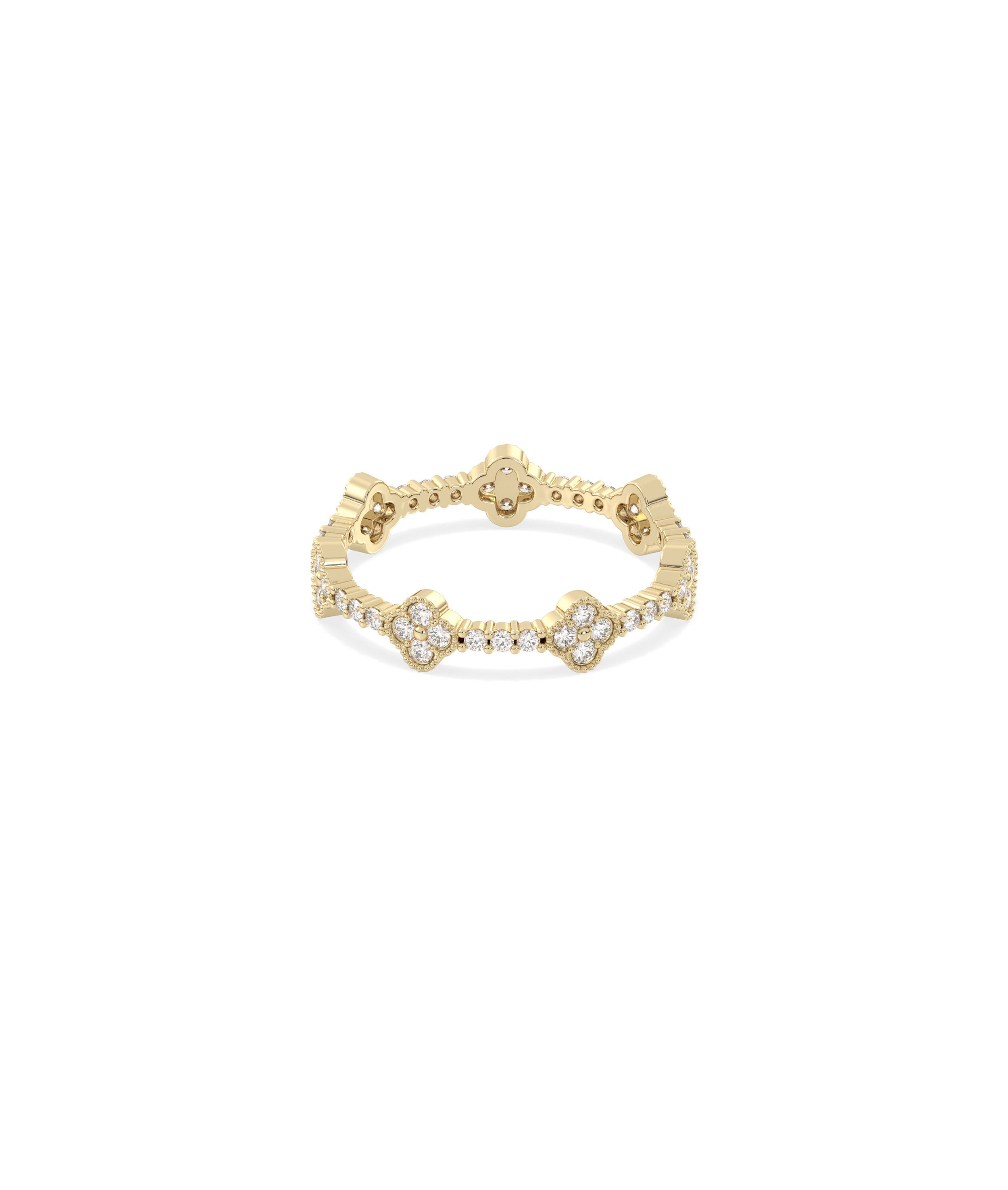 Diamond Clover Station Eternity Band Ring