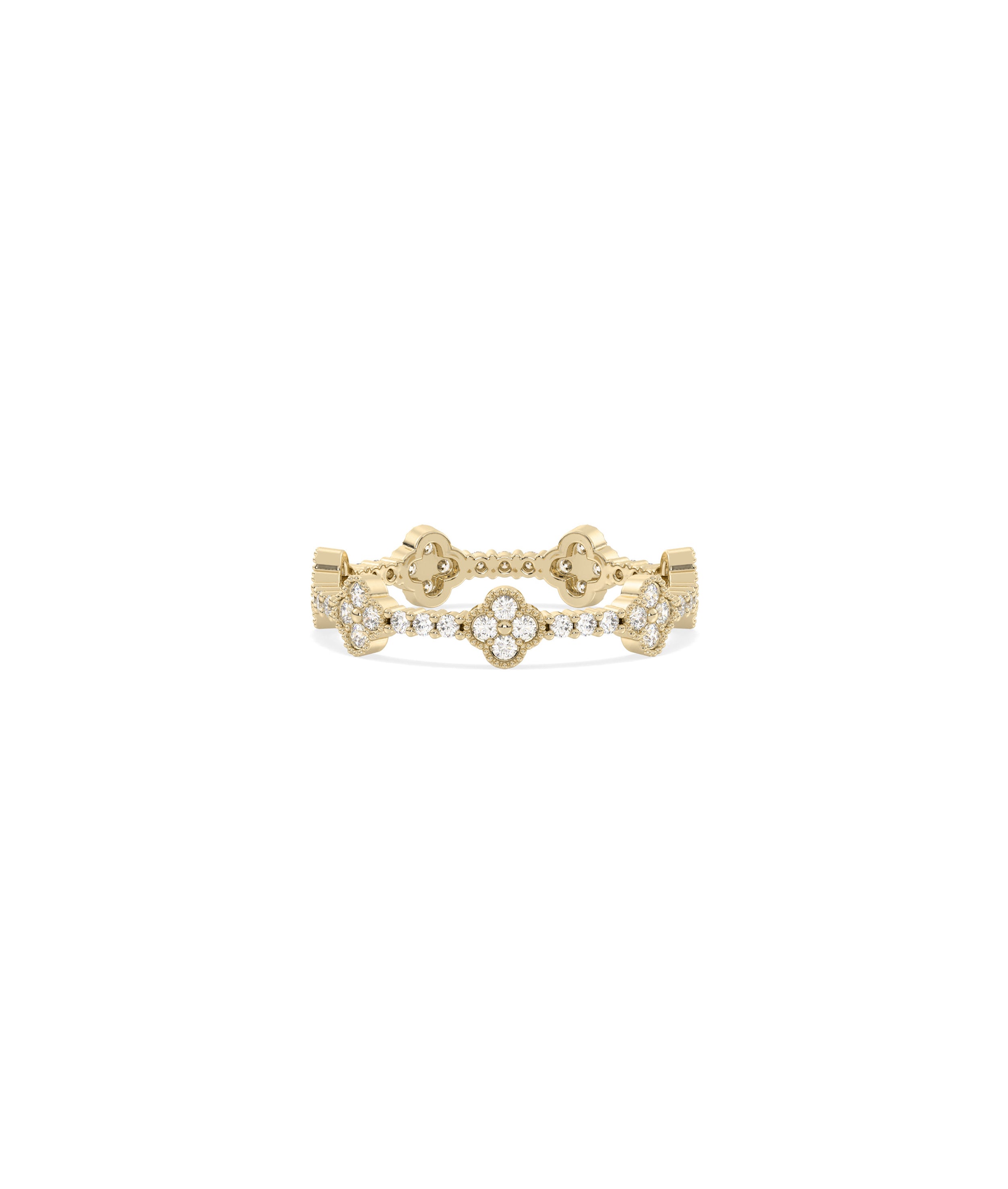 Diamond Clover Station Eternity Band Ring