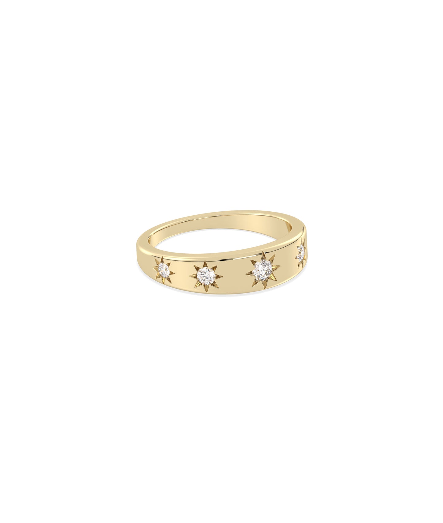 Diamond Starburst Band Ring - Stunning Diamond Band Ring