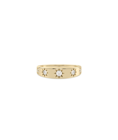 Diamond Starburst Band Ring - Stunning Diamond Band Ring