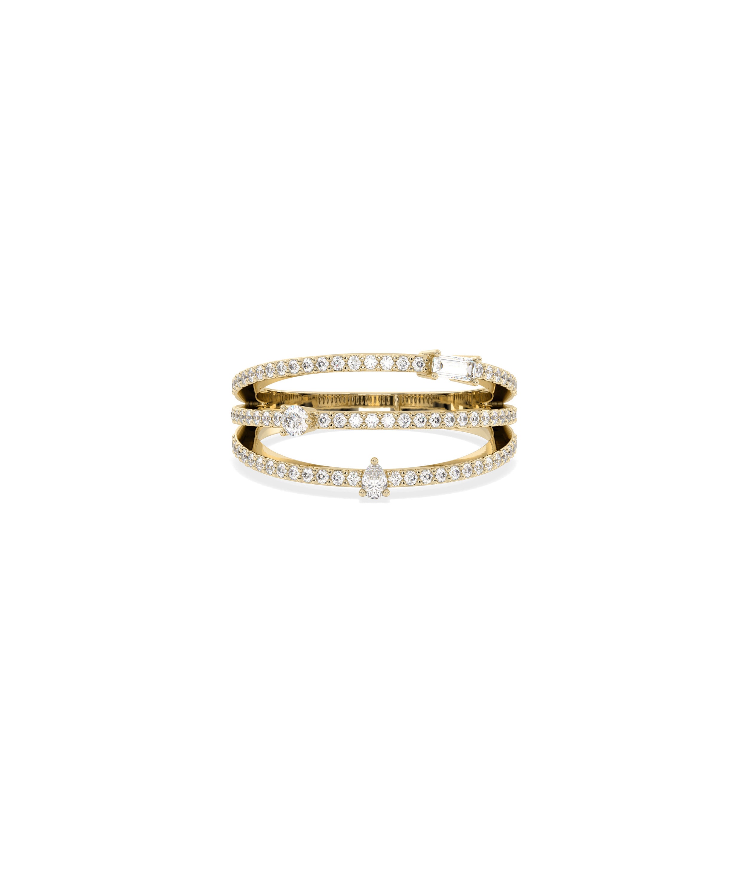 3 Row Diamond Band Ring | Everyday Jewelry