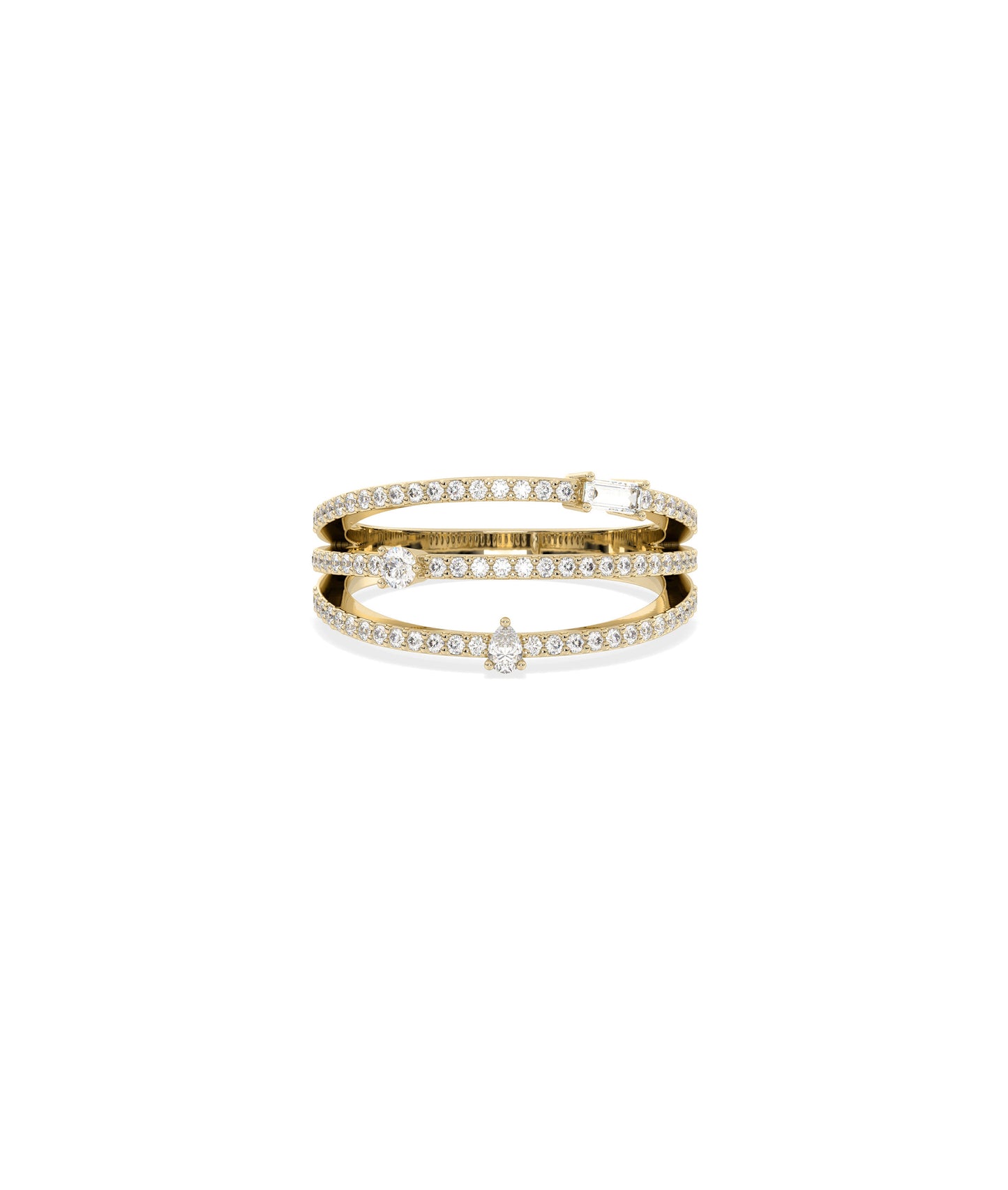 3 Row Diamond Band Ring | Everyday Jewelry